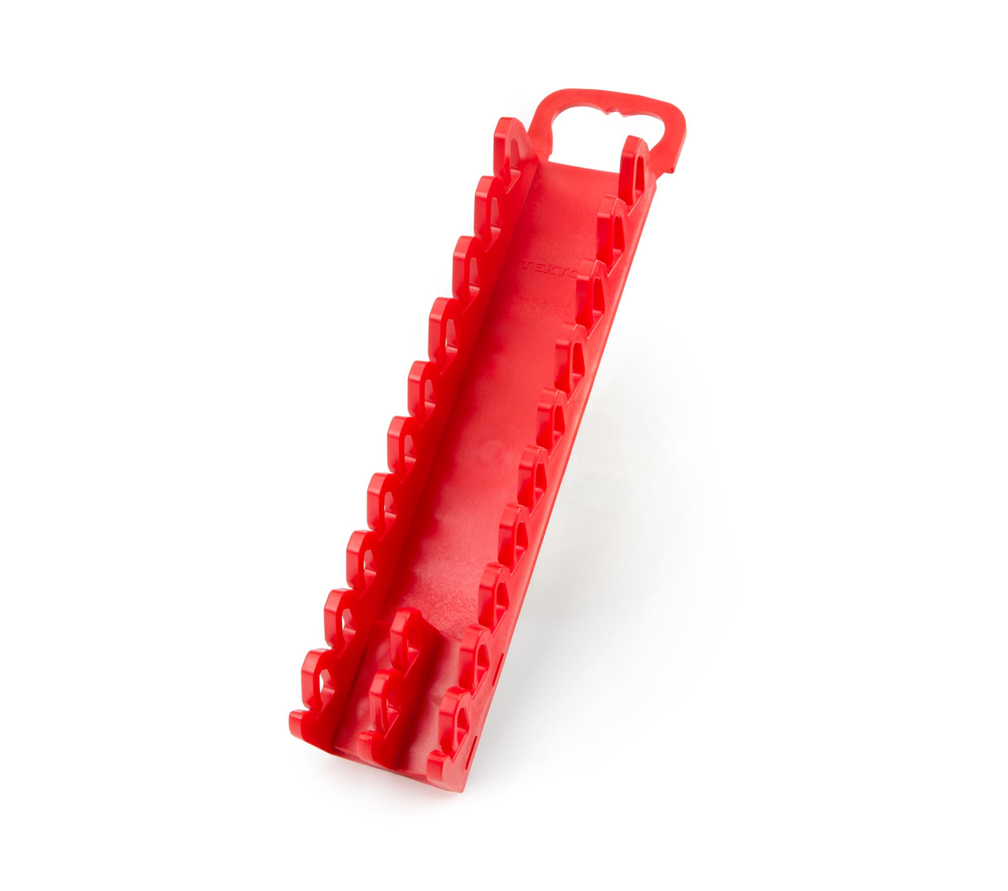 Front-right angle view of red Tekton holder screwdriver organization. Item #2780