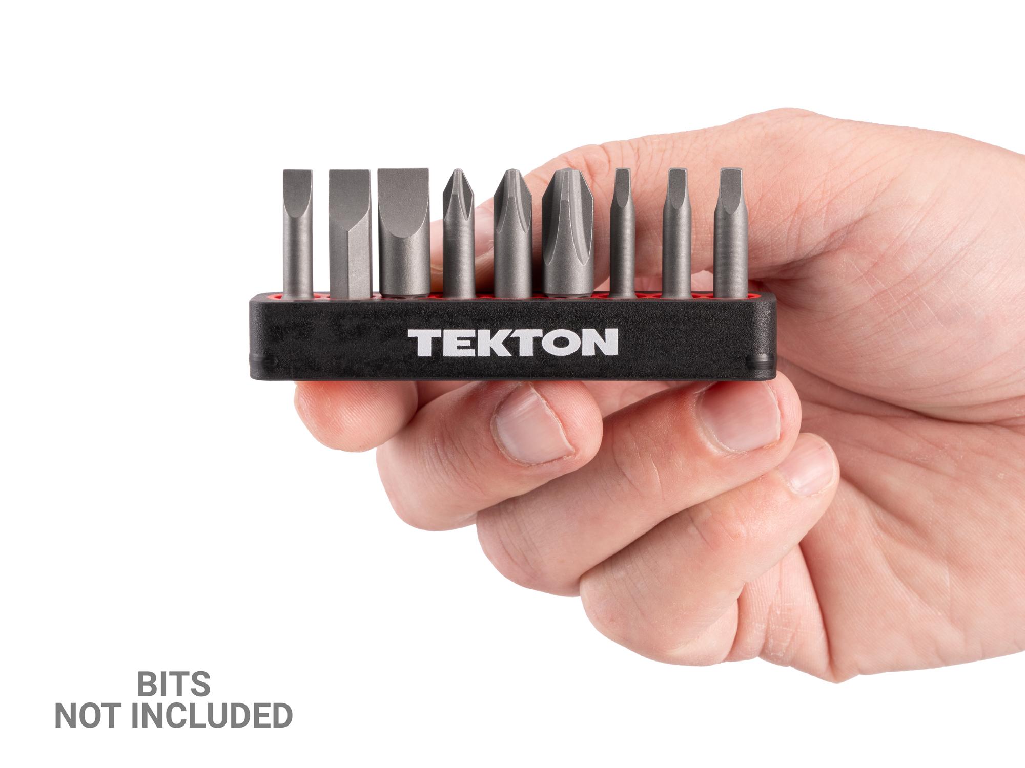 Person holding Tekton rail screwdriver organization. Item #ODB11000