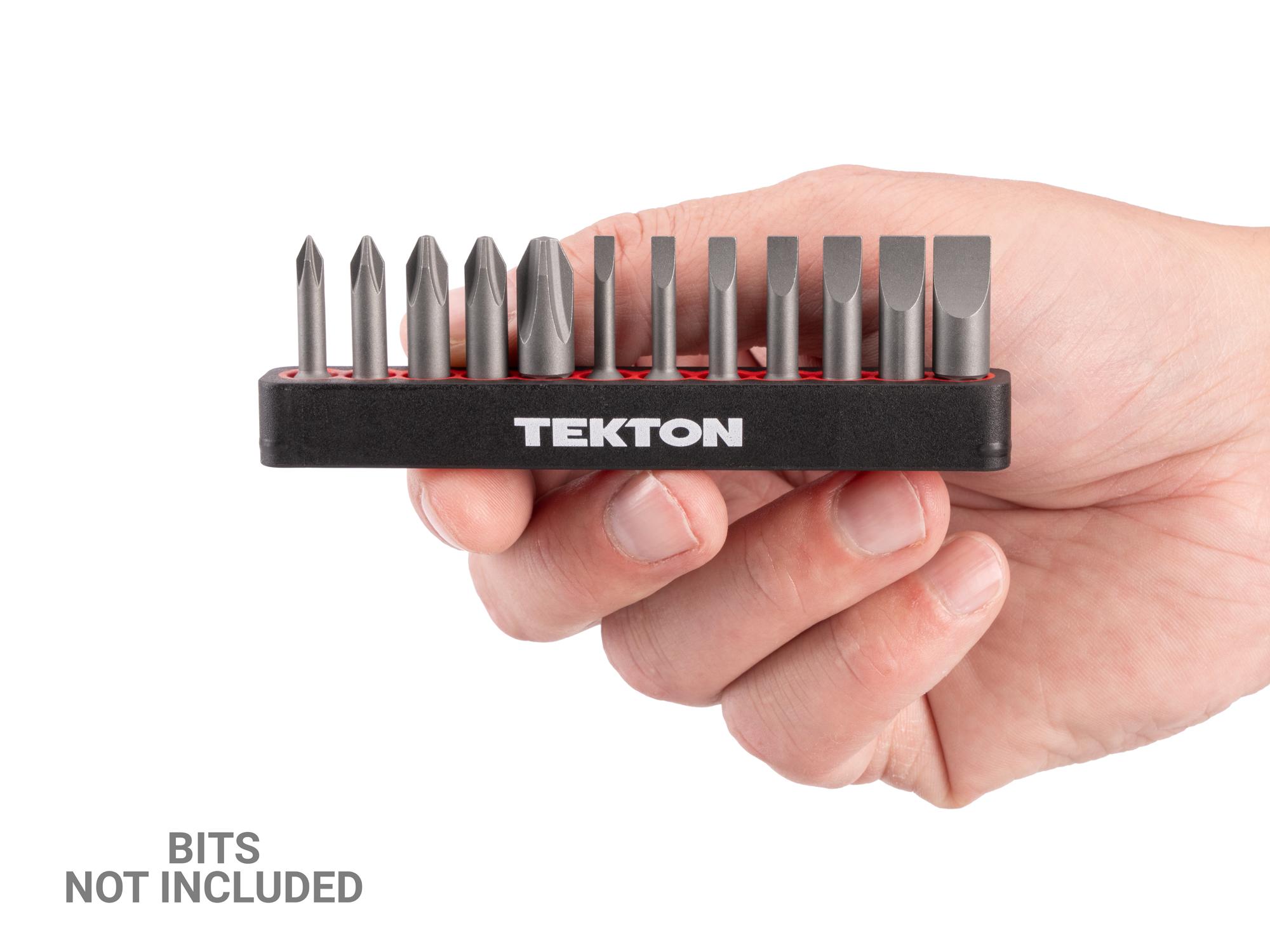 Person holding Tekton rail screwdriver organization. Item #ODB13000