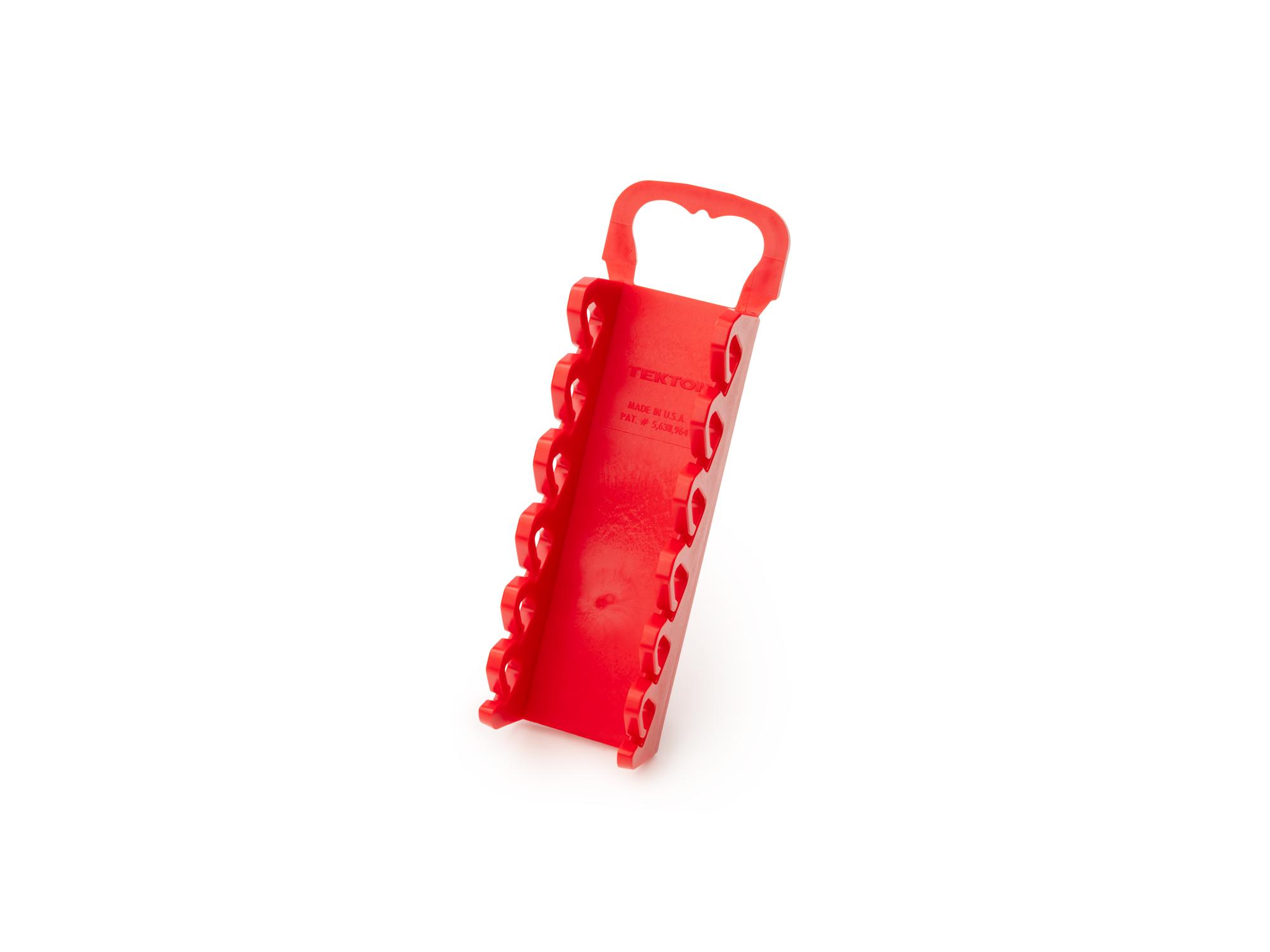 Front-right angle view of red Tekton holder screwdriver organization. Item #ODH11101