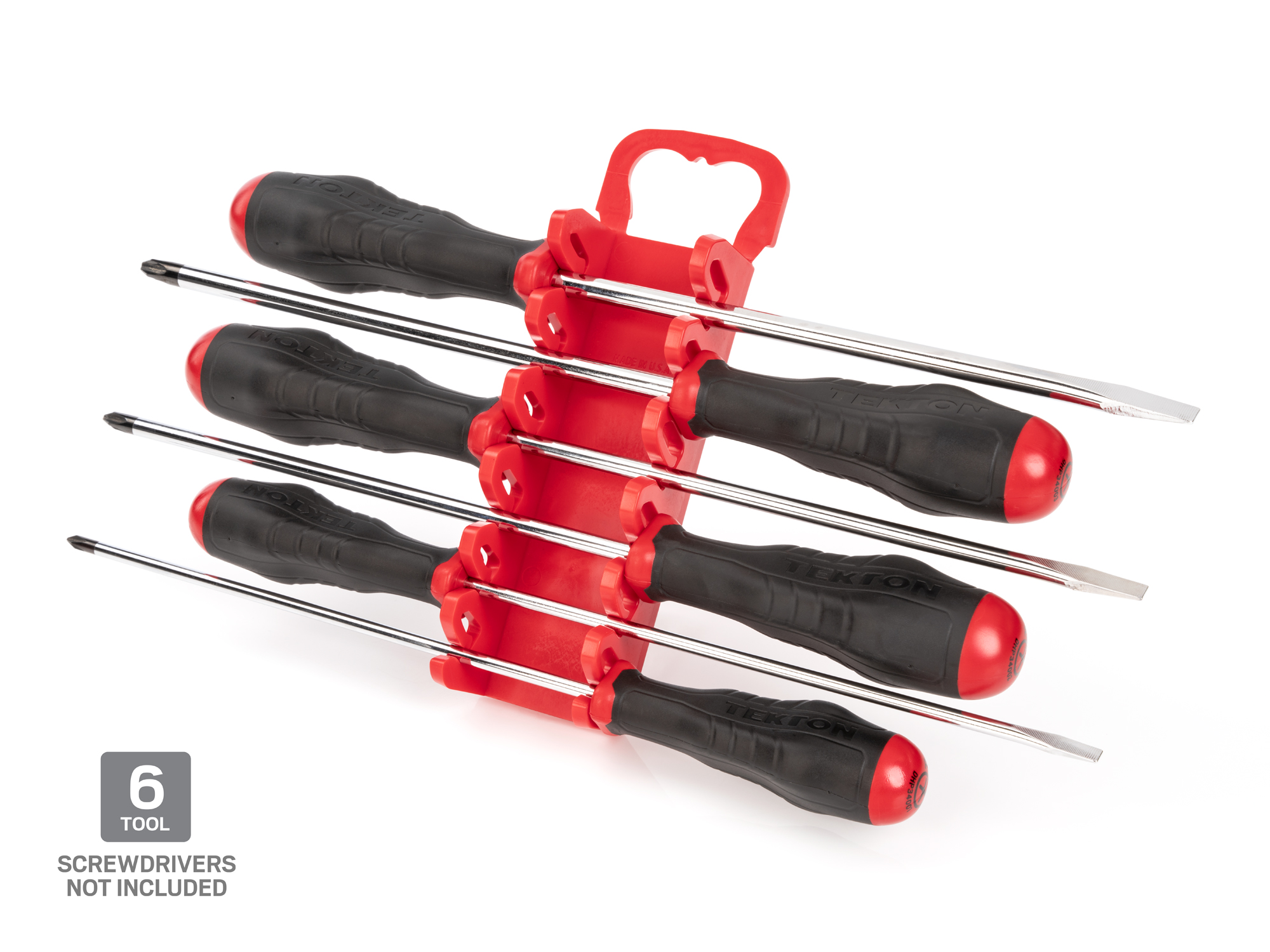 6-tool screwdriver holder. Flexible poly construction is fuel and solvent resistant. Made in USA. ODH11101.