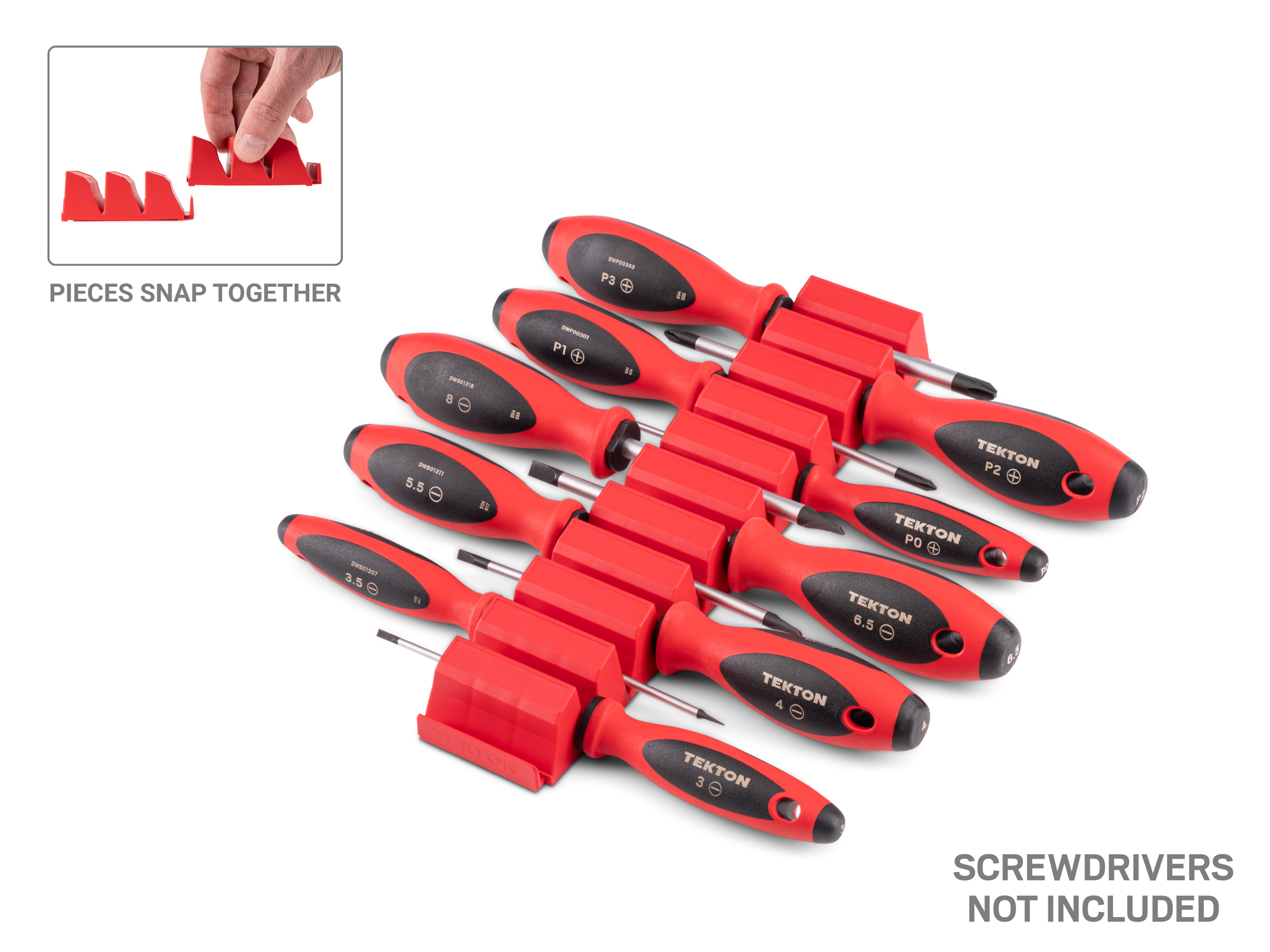 10-Tool Modular Driver Organizer Set (Red) | TEKTON | Made in USA