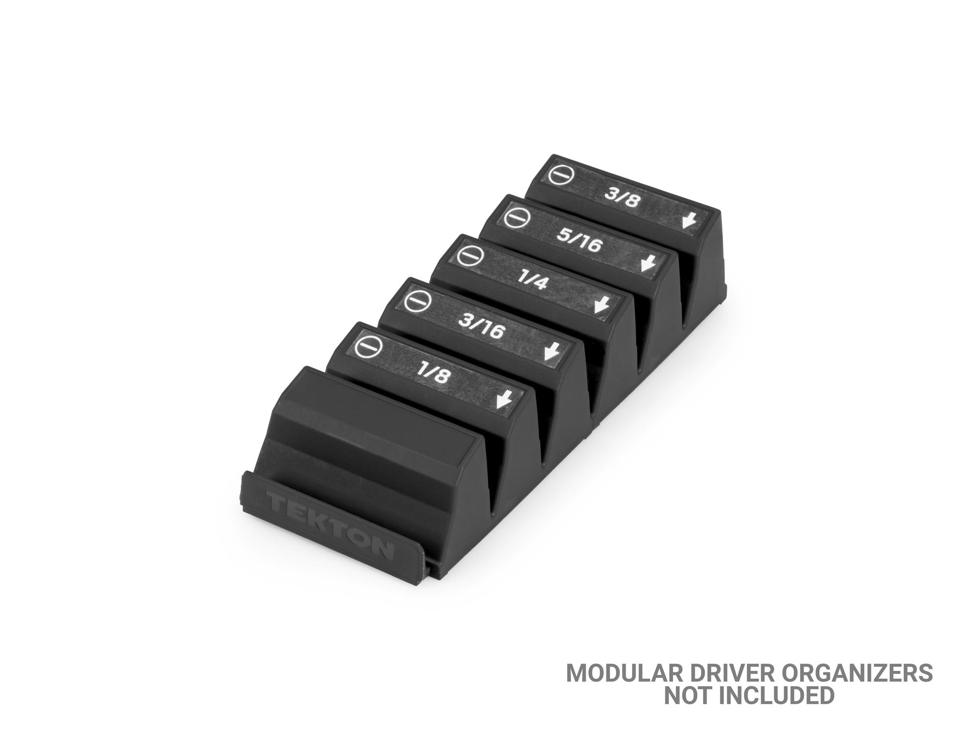 Example shown of Tekton white modularscrewdriver organization. Item #ODM70003