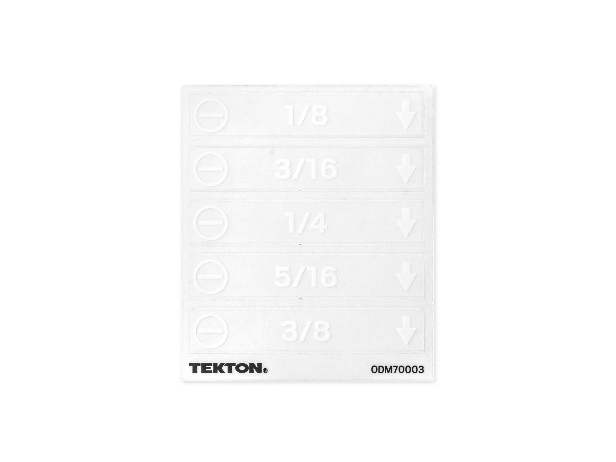 TEKTON Modular Driver Organizer Label Sheet, Slotted (1/8-3/8 in.)