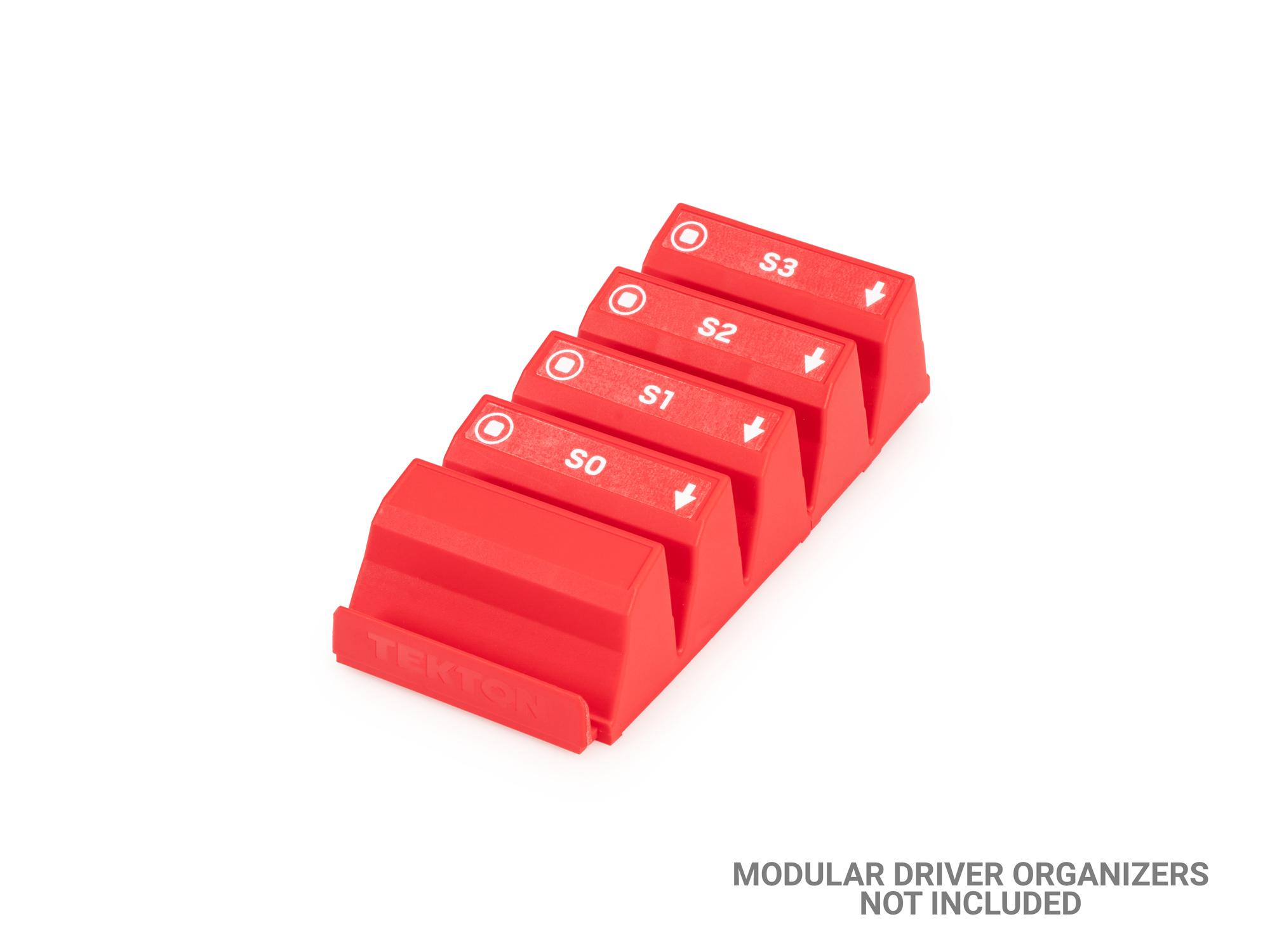 Example shown of Tekton white modularscrewdriver organization. Item #ODM70004
