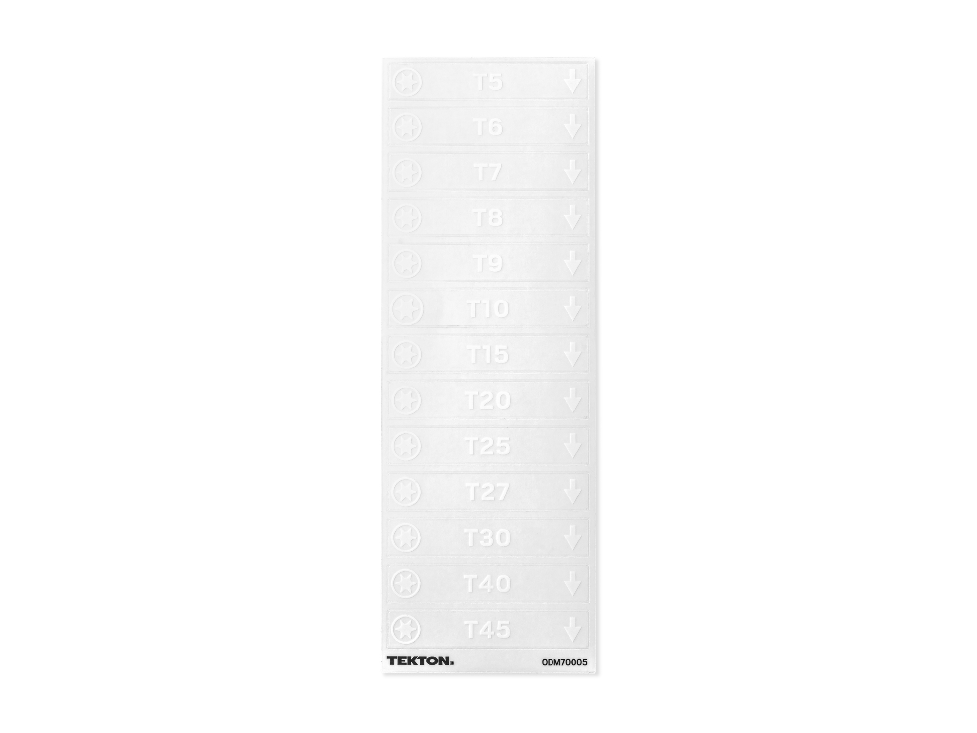 TEKTON Modular Driver Organizer Label Sheet, Torx (T5-T45)
