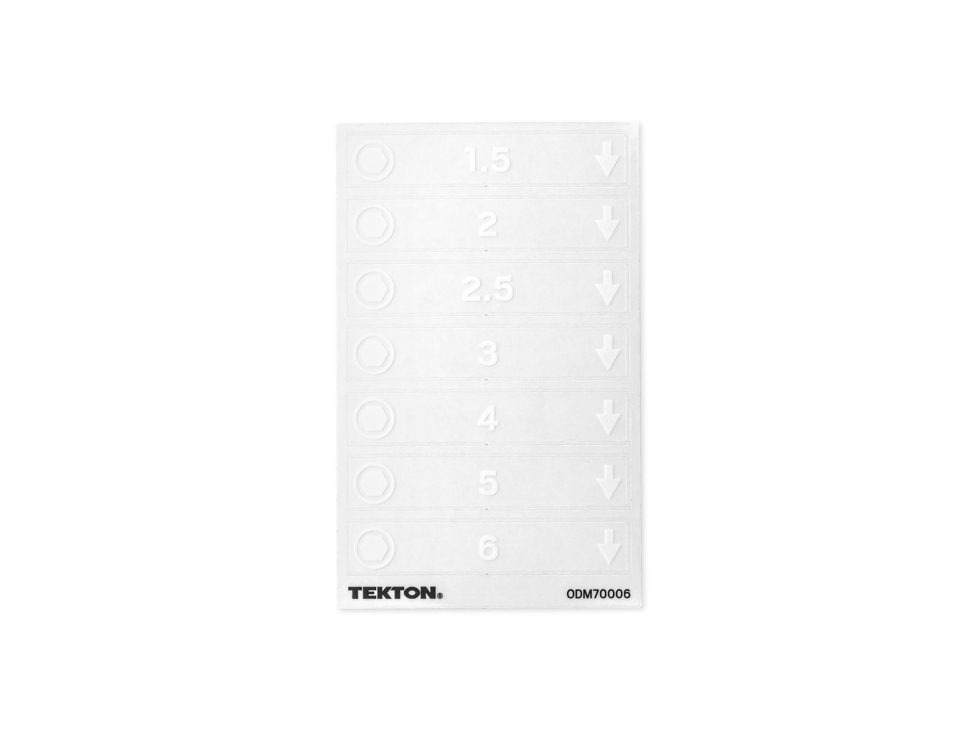 TEKTON Modular Driver Organizer Label Sheet, Hex (1.5-6 mm)