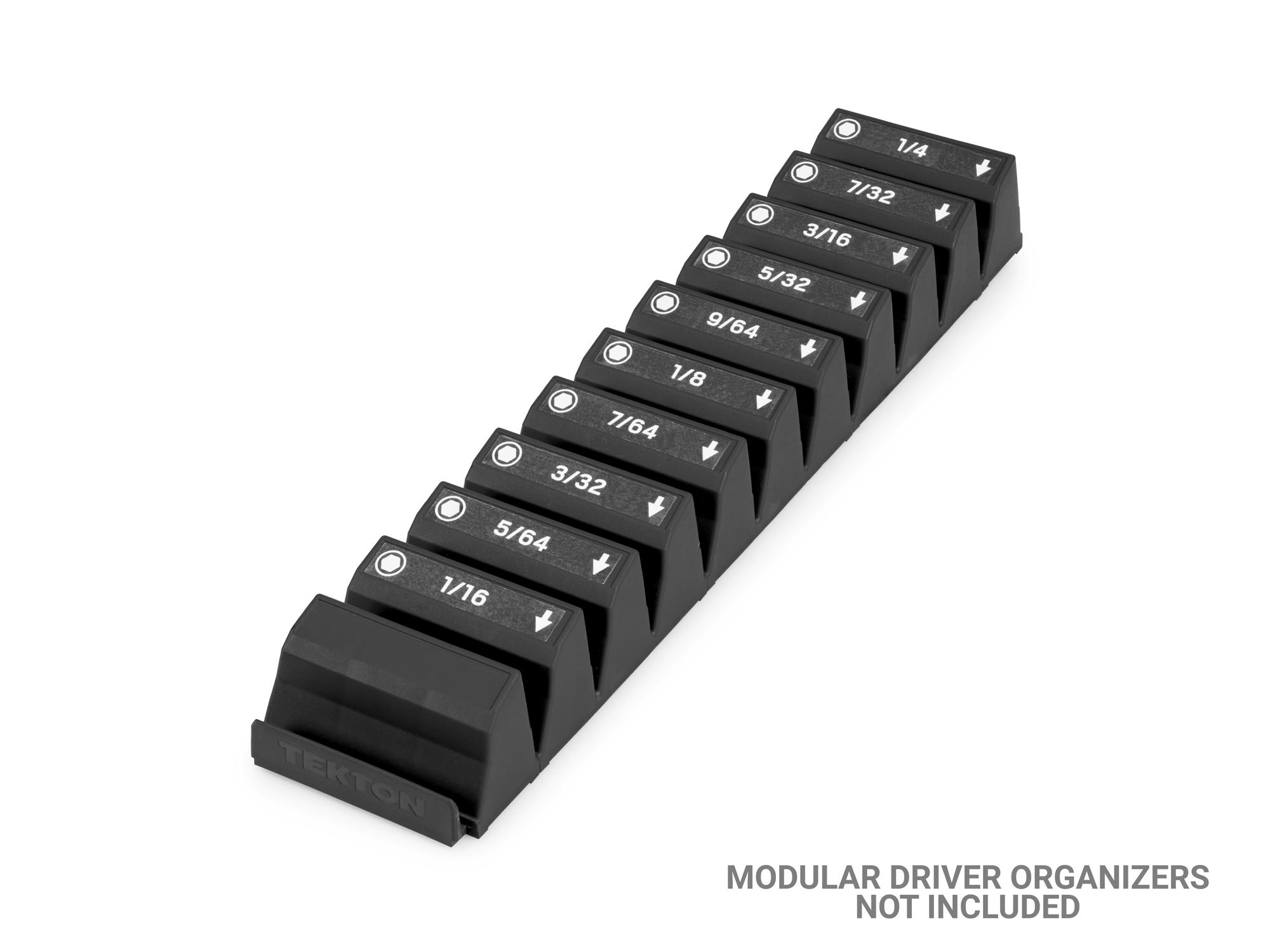 Example shown of Tekton white modularscrewdriver organization. Item #ODM70007