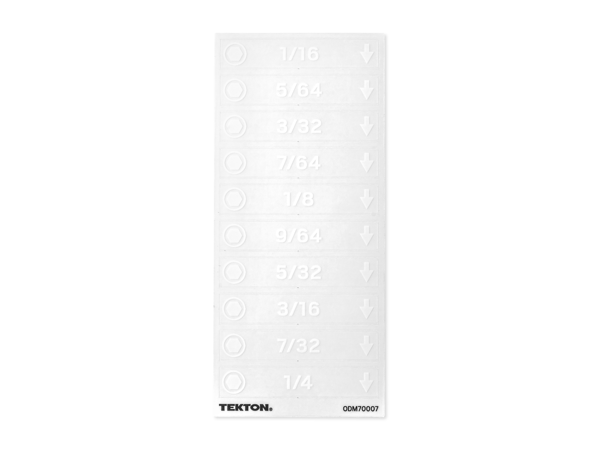 TEKTON Modular Driver Organizer Label Sheet, Hex (1/16-1/4 in.)