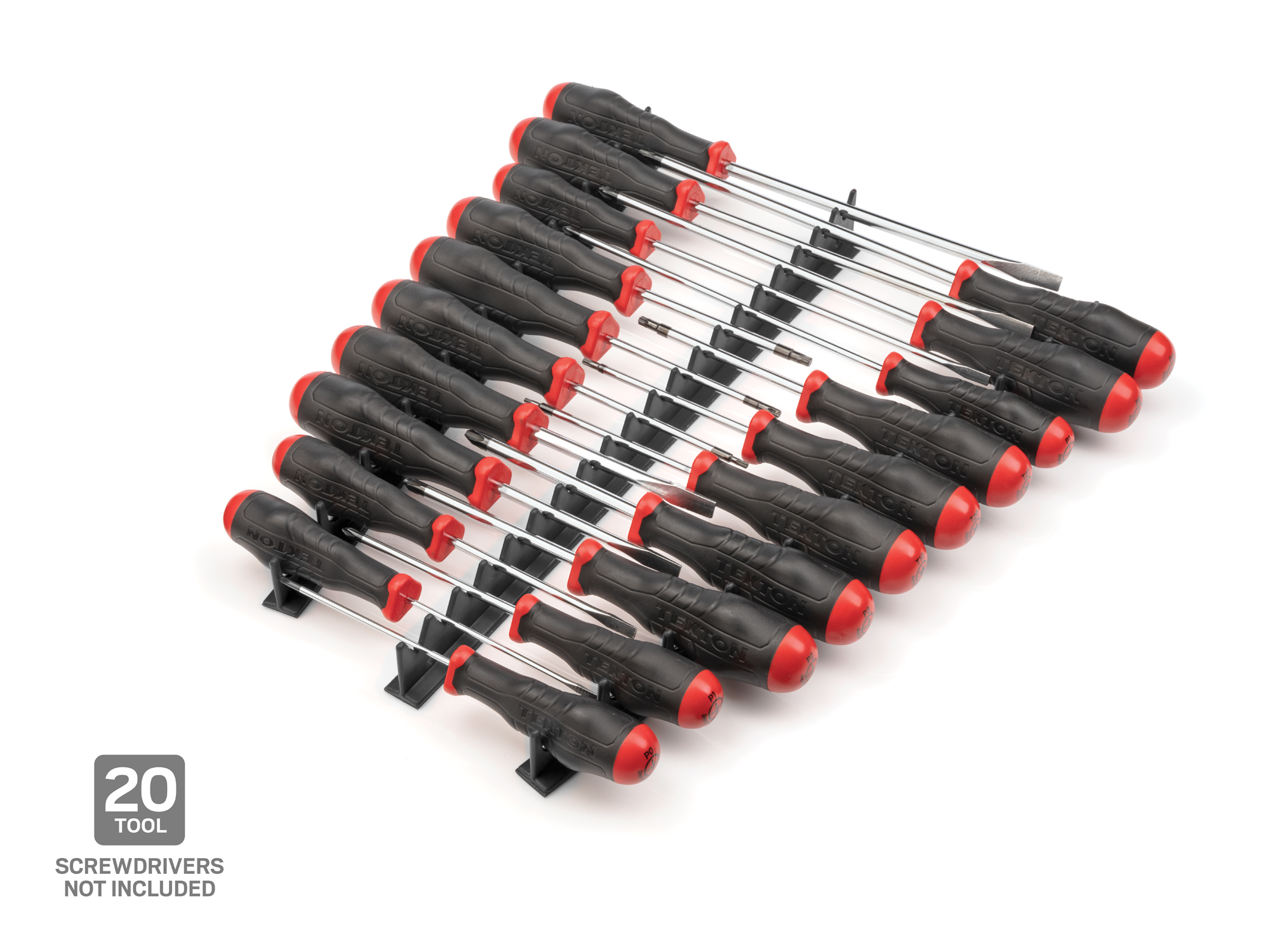 20-tool black driver magnetic rail set. Made with durable molded polypropylene. Made in USA. ODR12201.