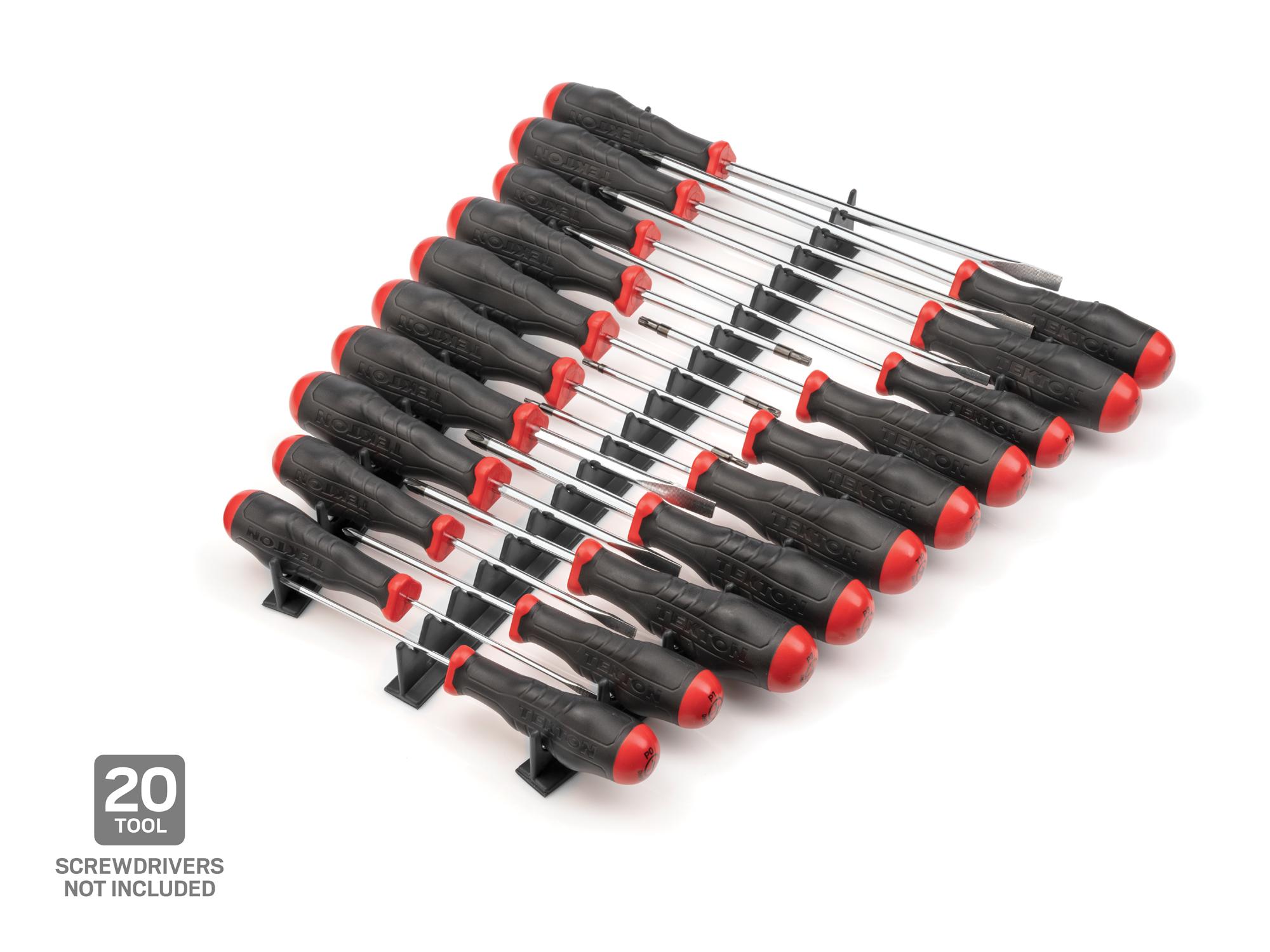 Tekton rail screwdriver organization with tools. Tools not included. Item #ODR12201