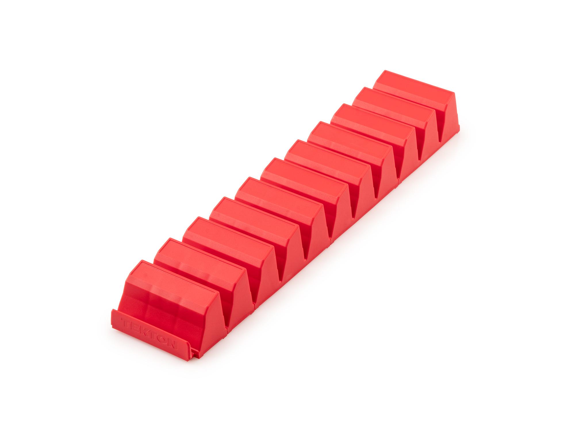 Front-right angle view of Tekton red modular screwdriver organization set. Item #ODM91210