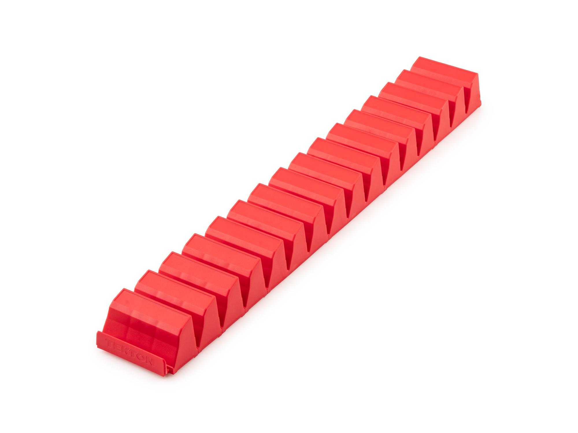 Front-right angle view of Tekton red modular screwdriver organization set. Item #ODM91215