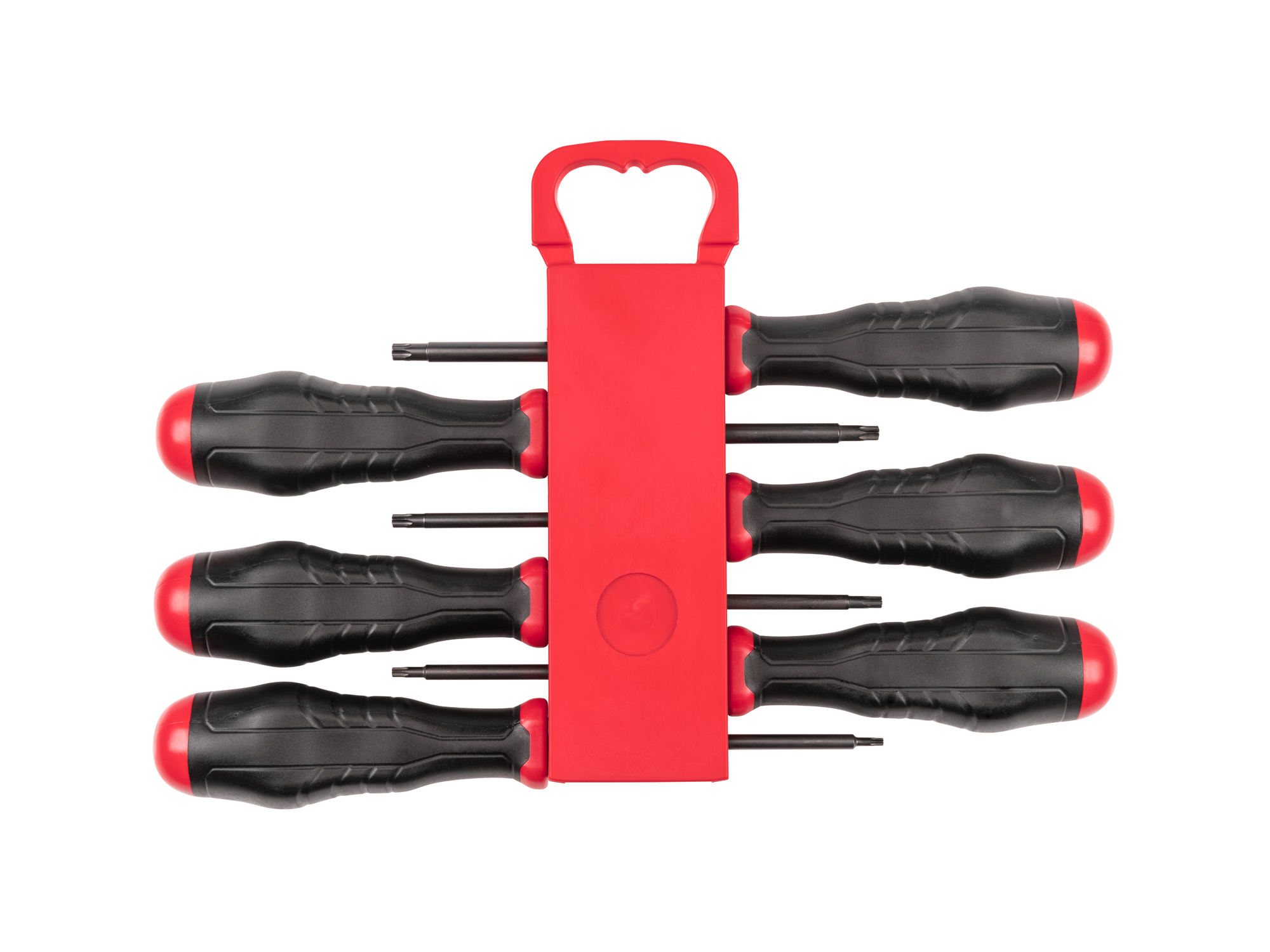 Includes: T10-T30 (Torx) screwdrivers with holder. Black oxide blades and our patented ergonomic handle. Made in USA.