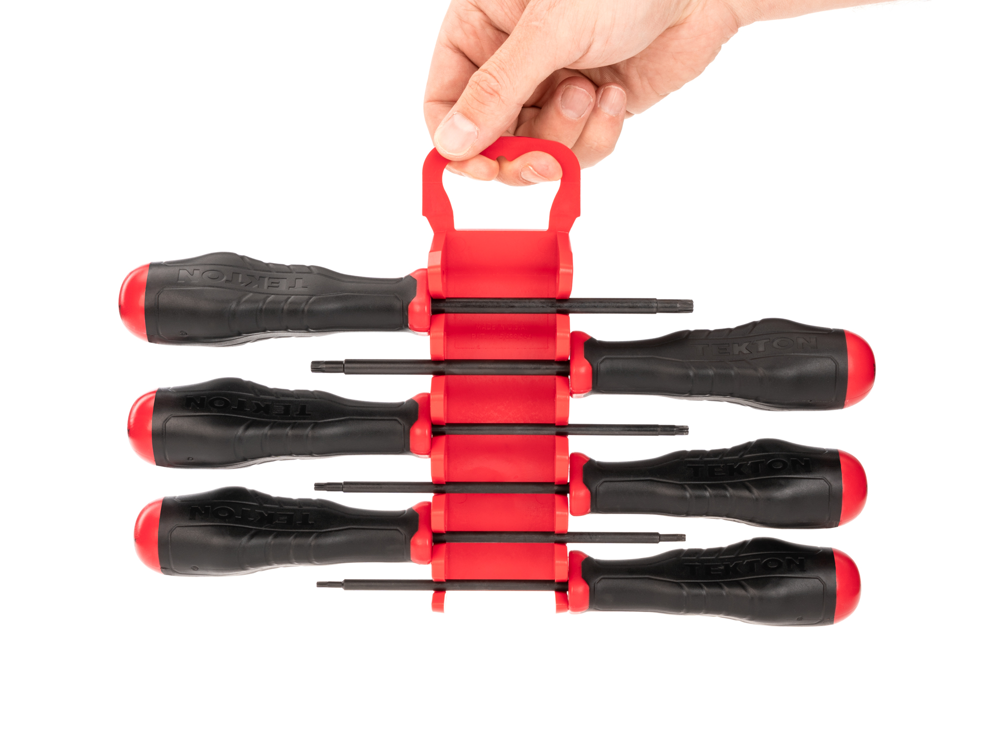 Includes: T10-T30 (Torx) screwdrivers with holder. Black oxide blades and our patented ergonomic handle. Made in USA.