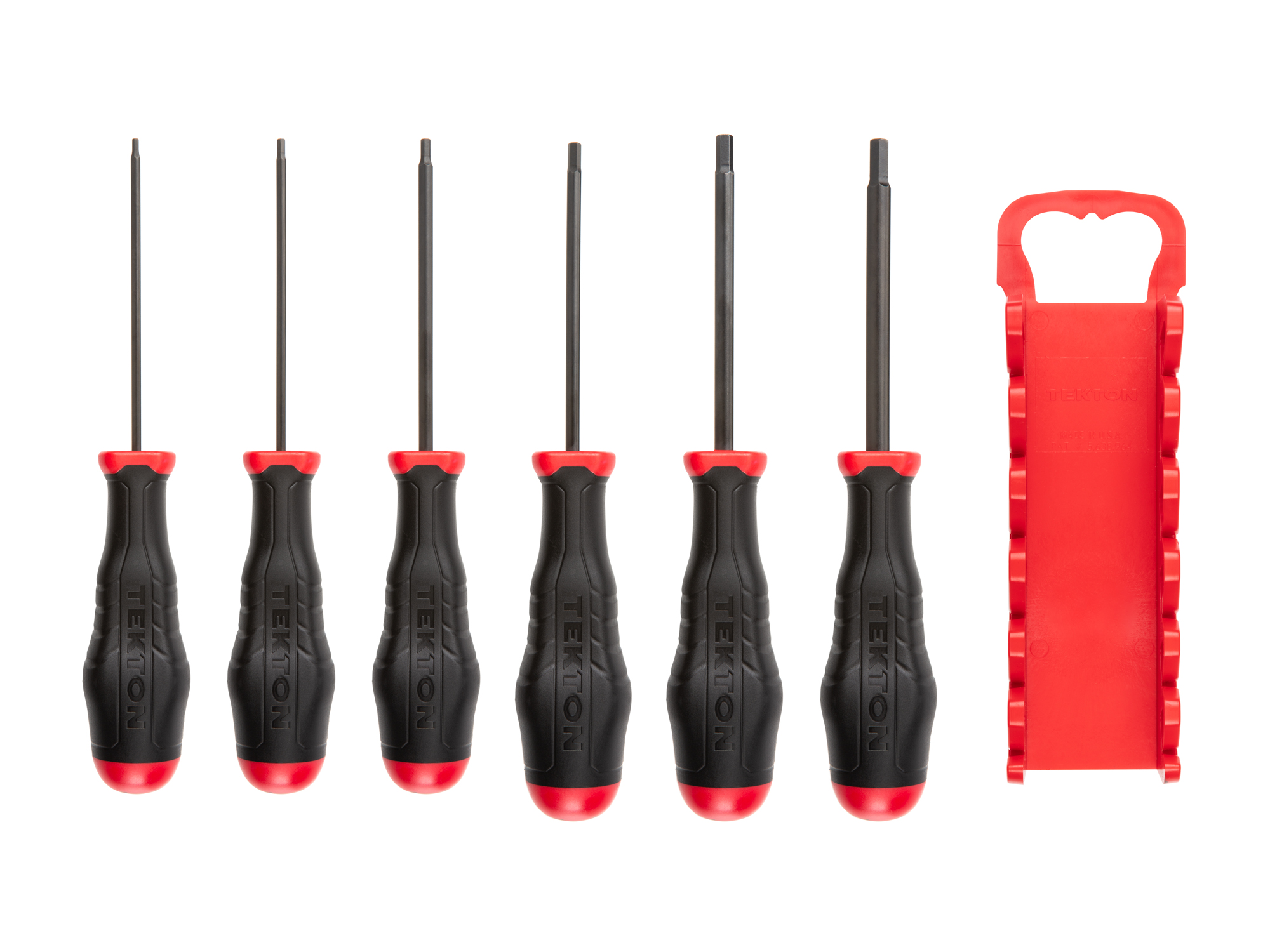 Includes: 2, 2.5, 3, 4, 5, 6 mm Hex screwdrivers with holder. Black oxide blades and our patented ergonomic handle.#DHX92006.