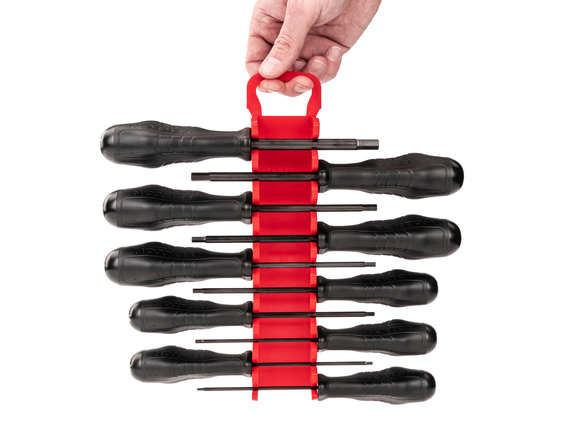 Includes: 5/64, 3/32, 7/64, 1/8, 9/64, 5/32, 3/16, 7/32, 1/4, 5/16 in. Hex screwdrivers with holder. Black oxide blades and our patented ergonomic handle.#DHX92101.