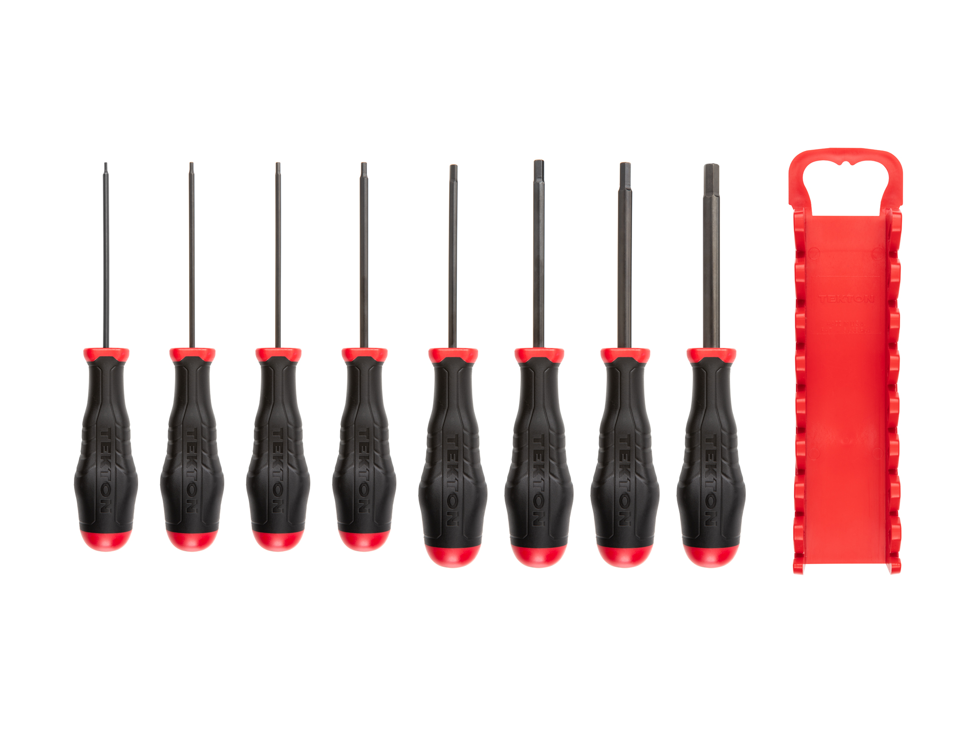 Includes: 1.5, 2, 2.5, 3, 4, 5, 6, 8 mm Hex screwdrivers with holder. Black oxide blades and our patented ergonomic handle.#DHX92201.