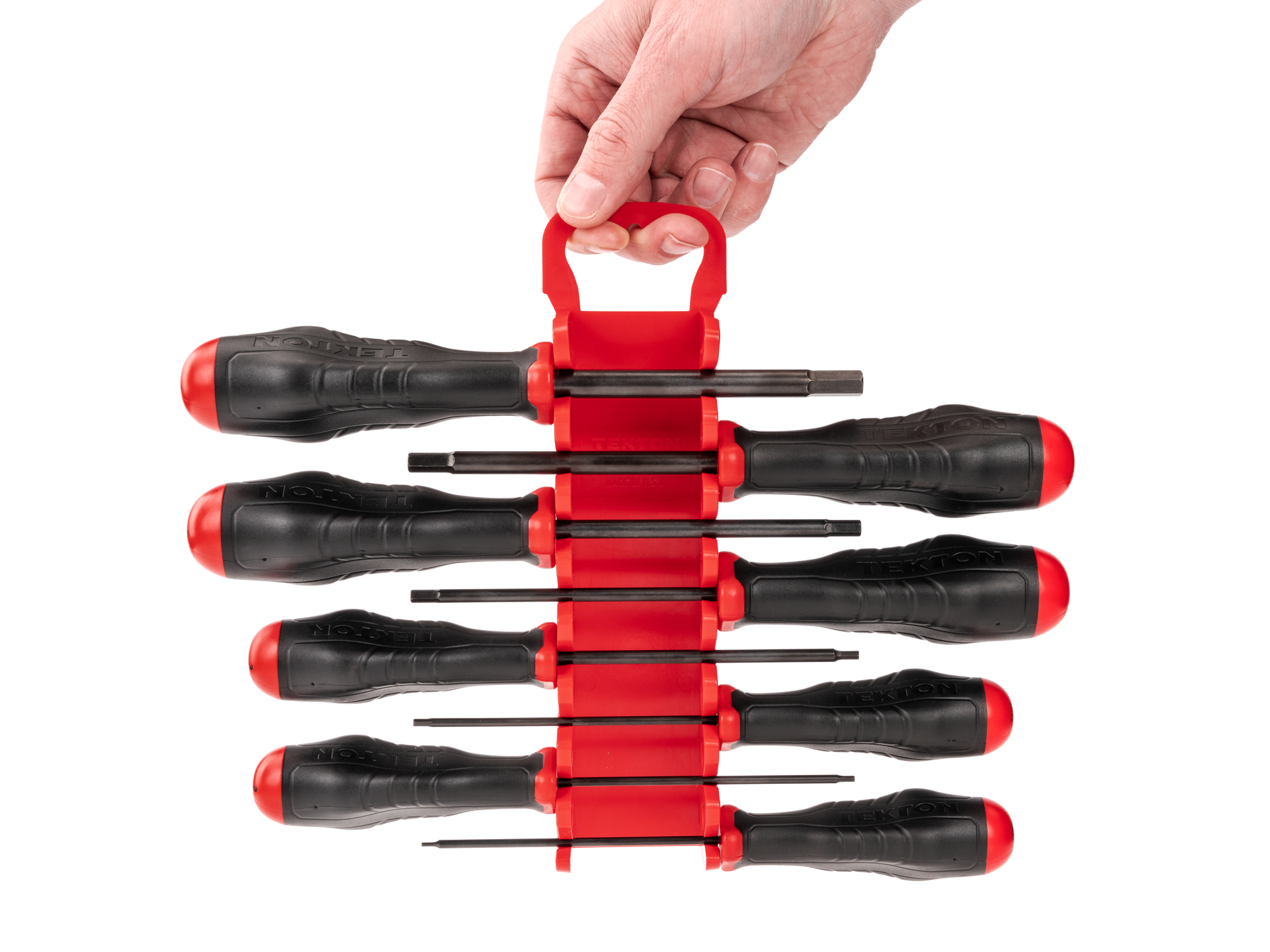 Includes: 1.5, 2, 2.5, 3, 4, 5, 6, 8 mm Hex screwdrivers with holder. Black oxide blades and our patented ergonomic handle.#DHX92201.