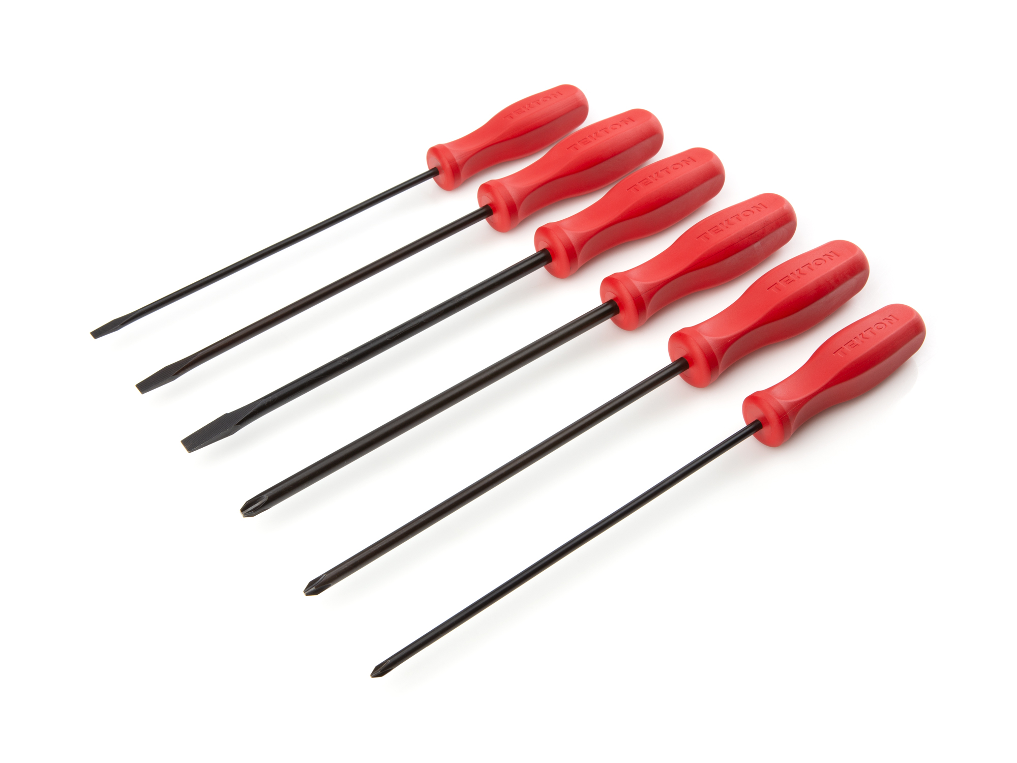 Includes (long 8-inch blade) sizes: #1, #2, #3 (Phillips), 3/16, 1/4, 5/16 inch (Slotted/Flathead). Drivers have a classic square handle made from highly durable glass-reinforced nylon. Made in USA.