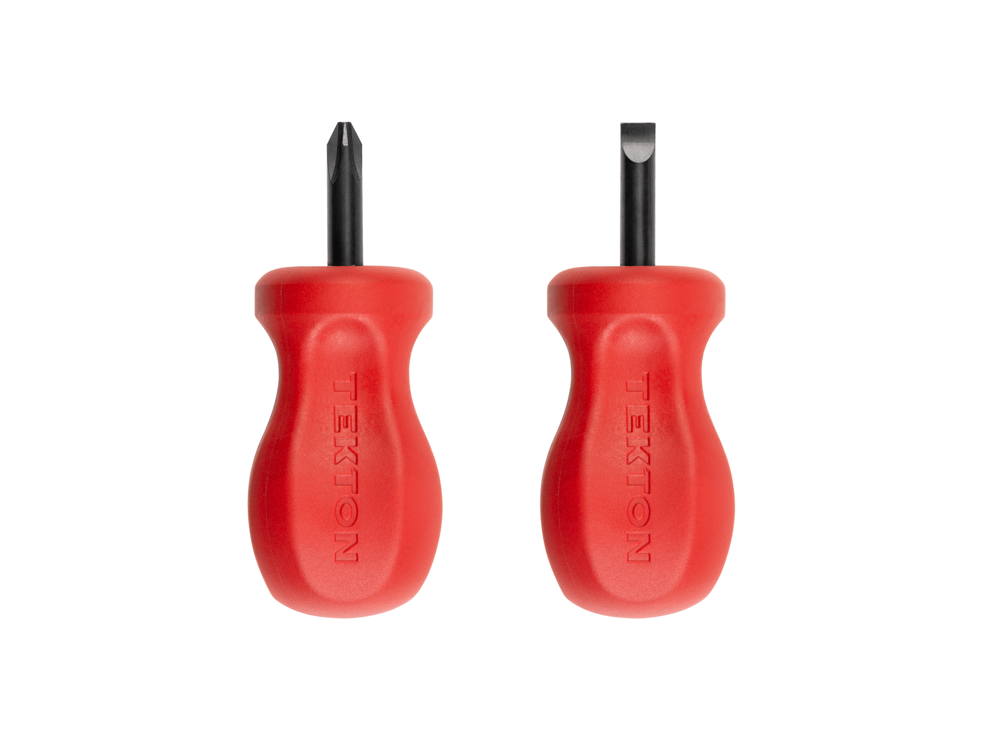 2 Piece Stubby Hard Handle Black Oxide Blade Screwdriver Set TEKTON