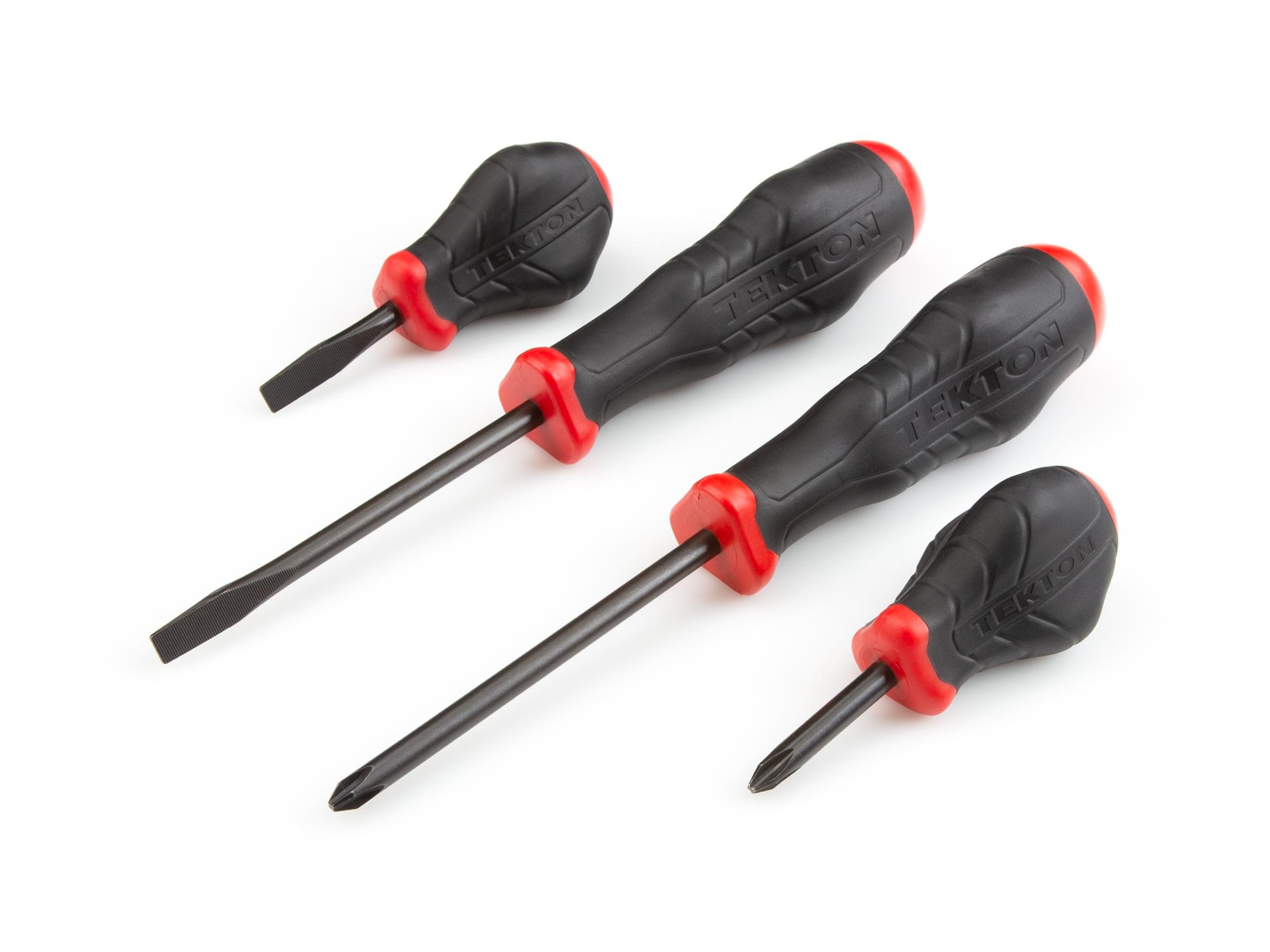 Front-right angle view of Tekton screwdriver set. Item #DRV41210