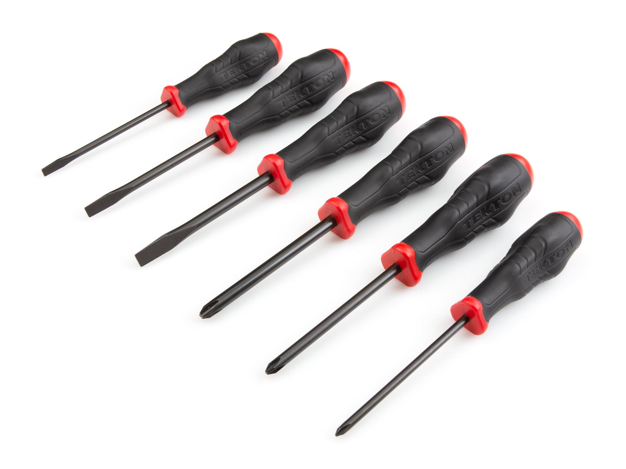 Front-right angle view of Tekton screwdriver set. Item #DRV41213