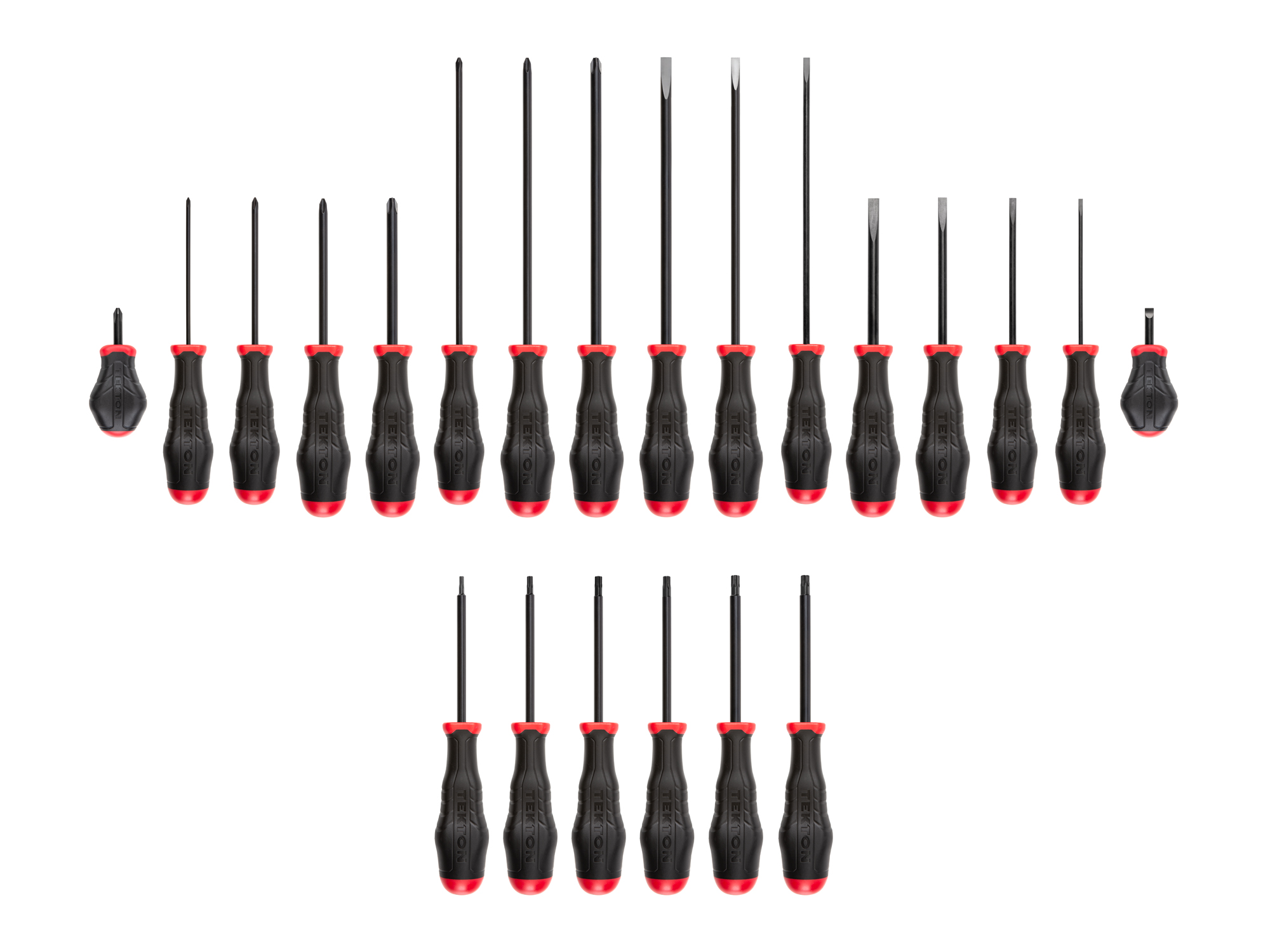 TEKTON High-Torque Black Oxide Blade Screwdriver Set, 22-Piece (#0-#3, 1/8-5/16 in., T10-30)