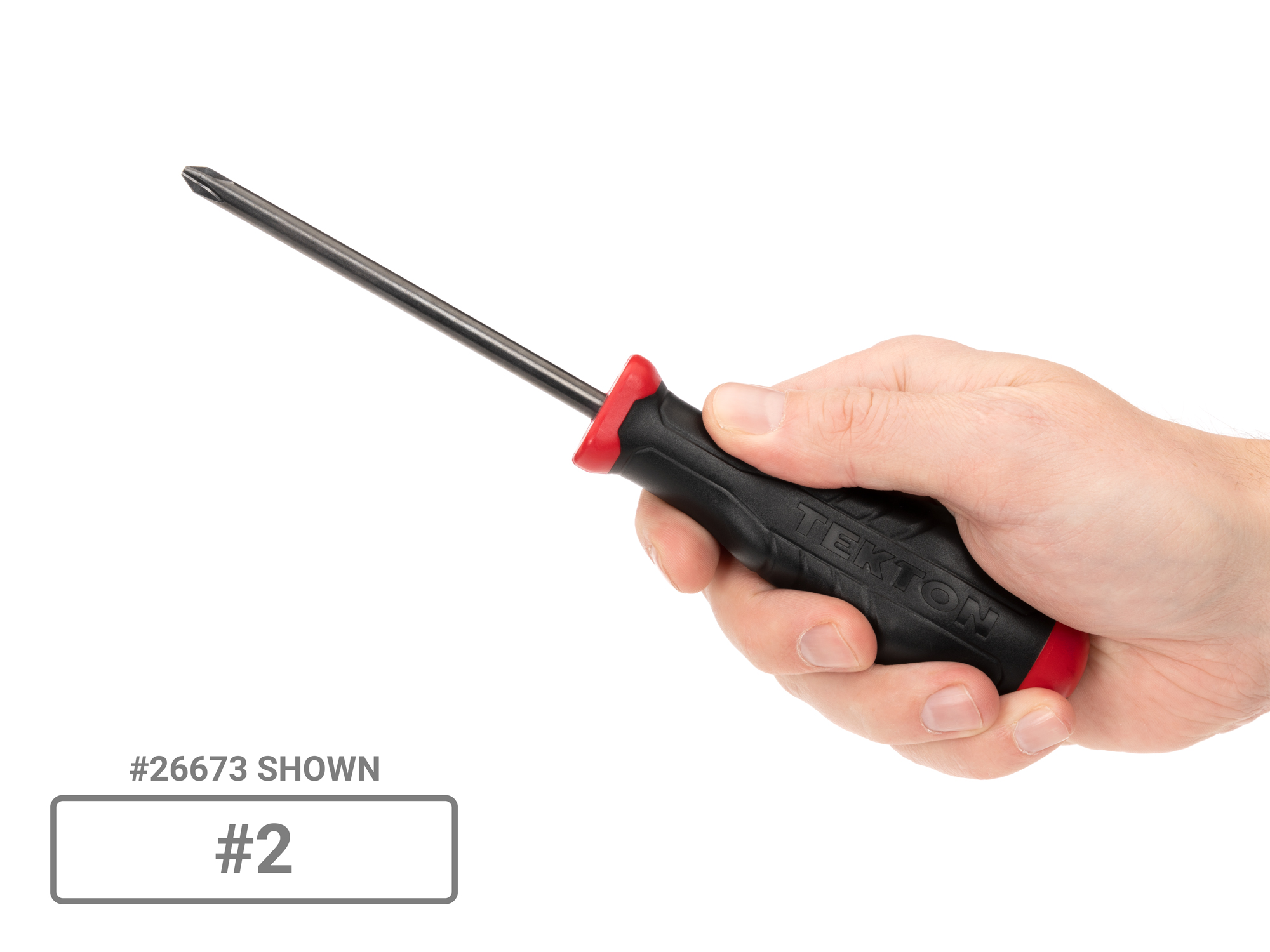 Person holding Tekton #2 screwdriver. Item #26673