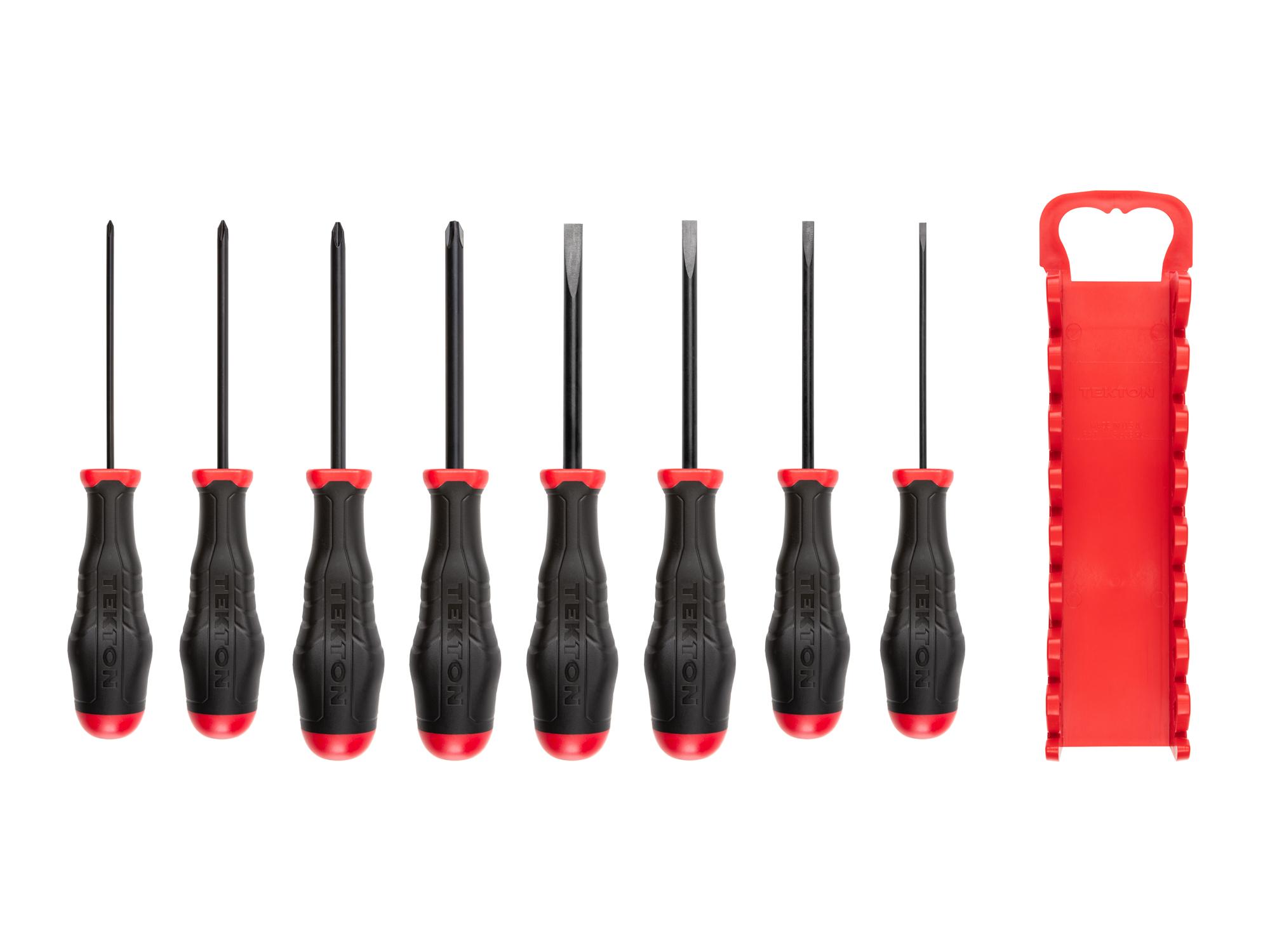 Laid out contents of Tekton holder screwdriver set. Item #DRV41505