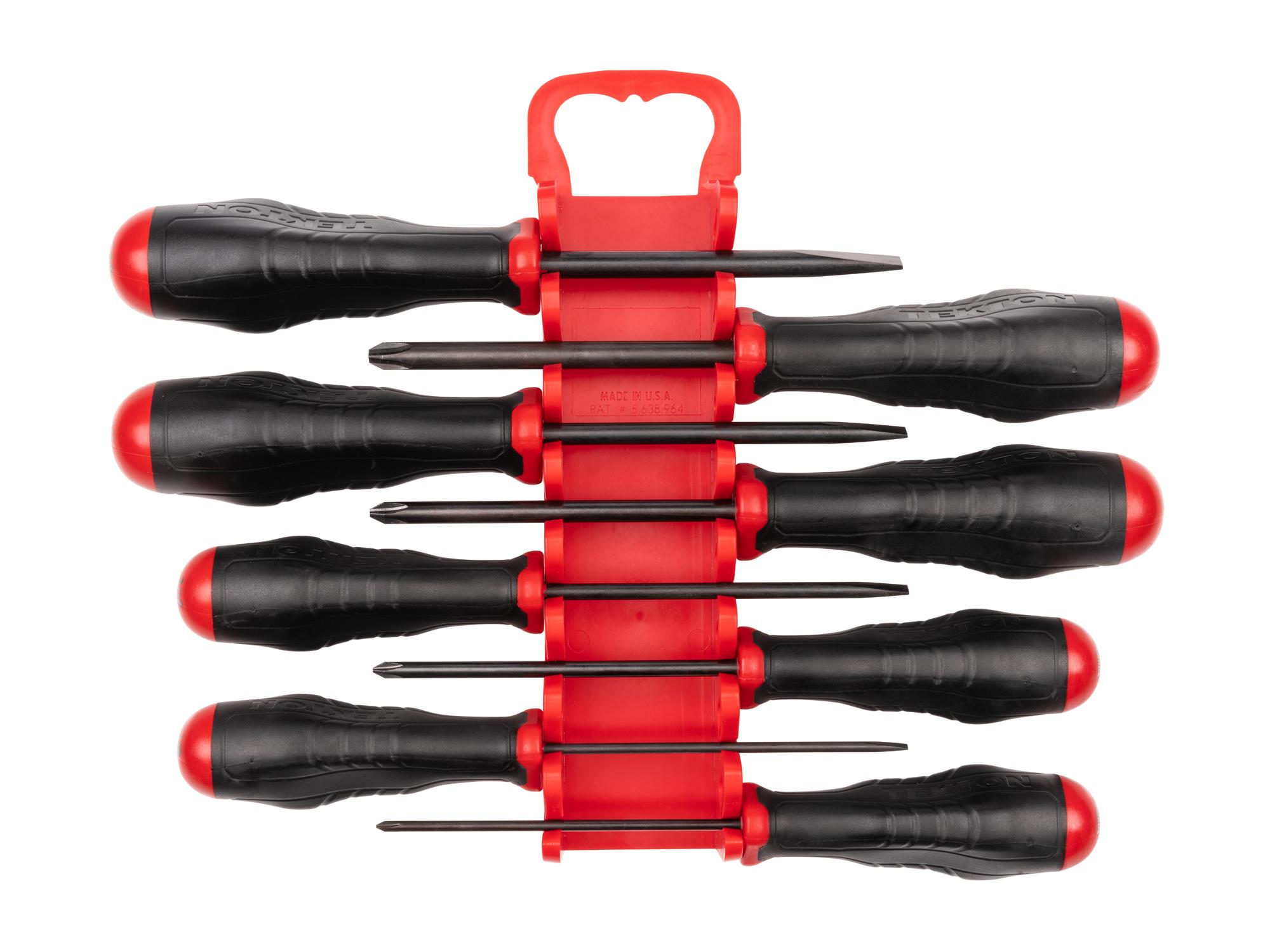 Front view of  Tekton holder screwdriver set. Item #DRV41505