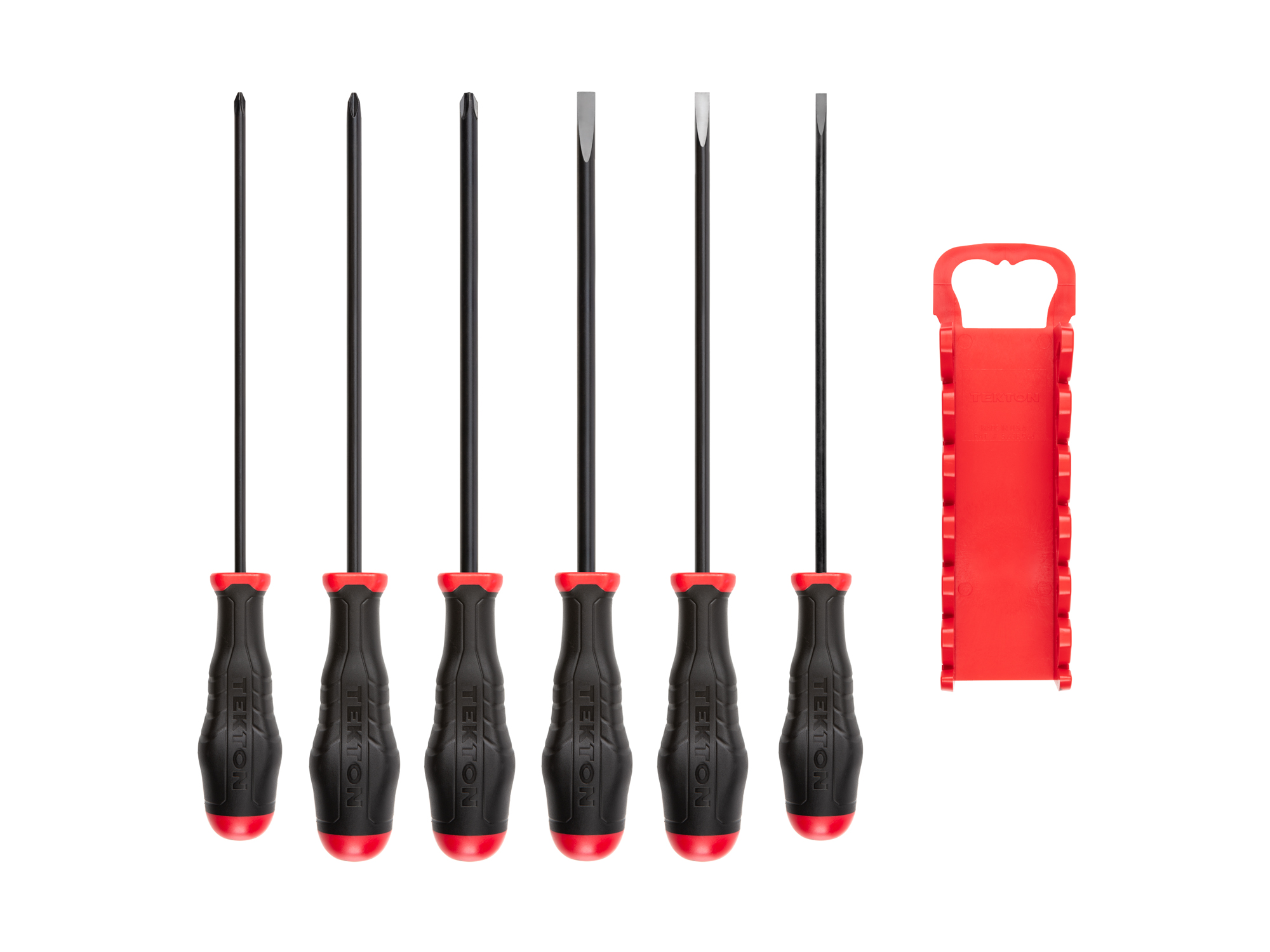 Includes: #1-#3 (Phillips), 3/16 - 5/16 inch (slotted/flathead) black oxide long blade screwdrivers. High torque handle. Made in USA.