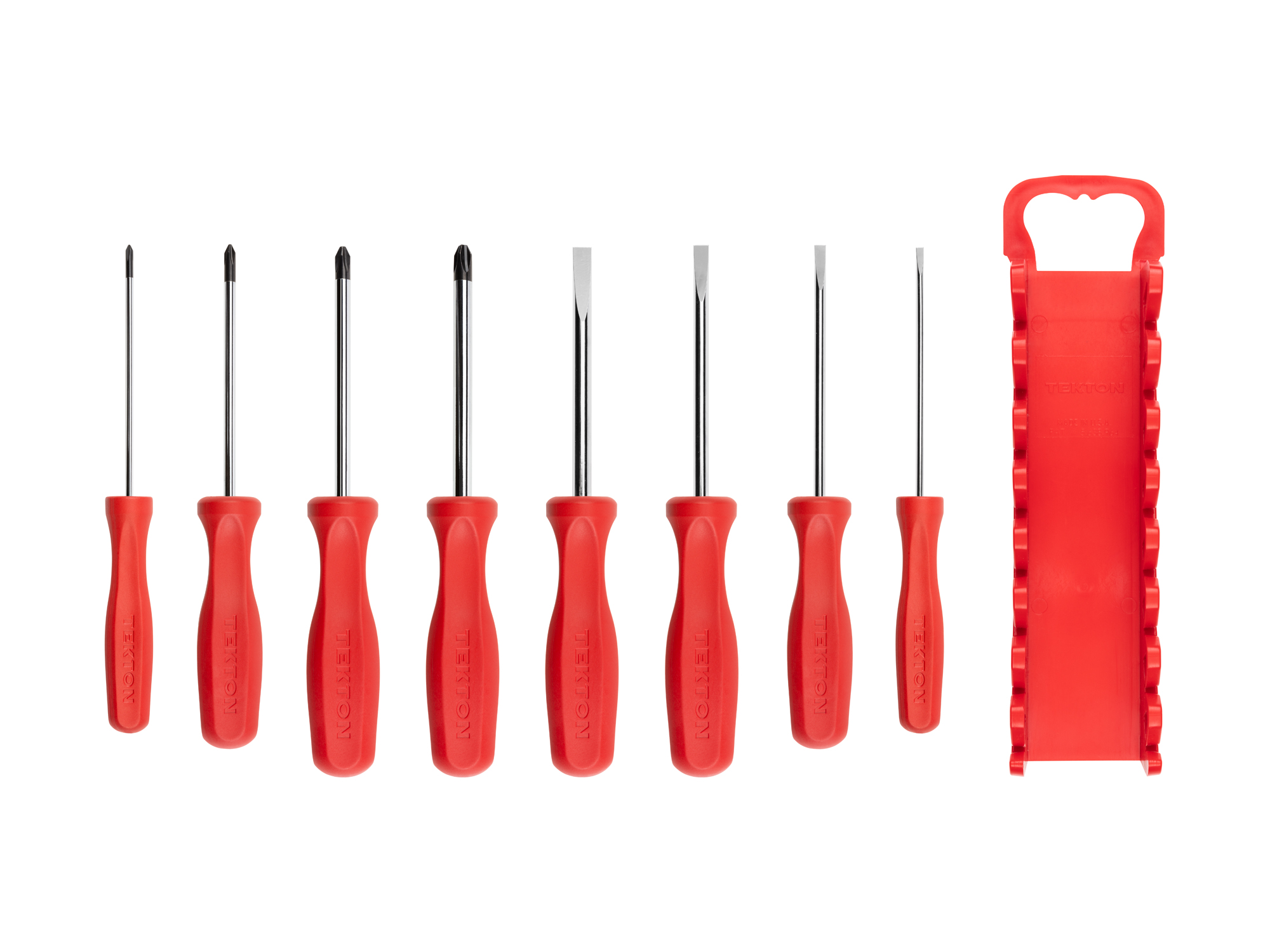 Includes: #0-#3 (Phillips), 1/8 - 5/16 inch (slotted/flathead) screwdrivers with holder. Classic square handle. DRV42505.