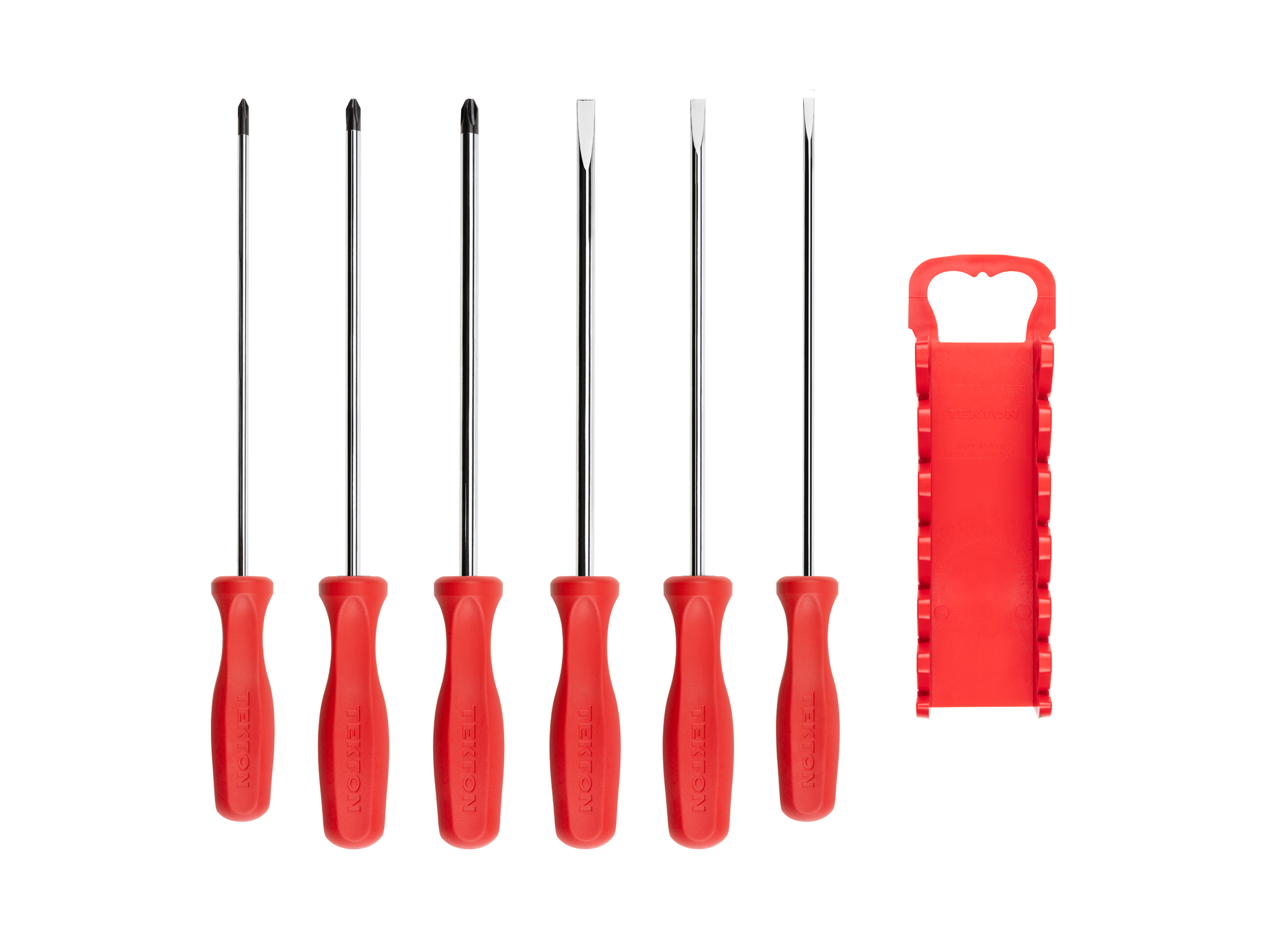 Includes: #0-3 (Phillips), 1/8-5/16 inch (slotted/flathead) screwdrivers with holder. Chrome blades and square mechanic's handle. DRV42506.