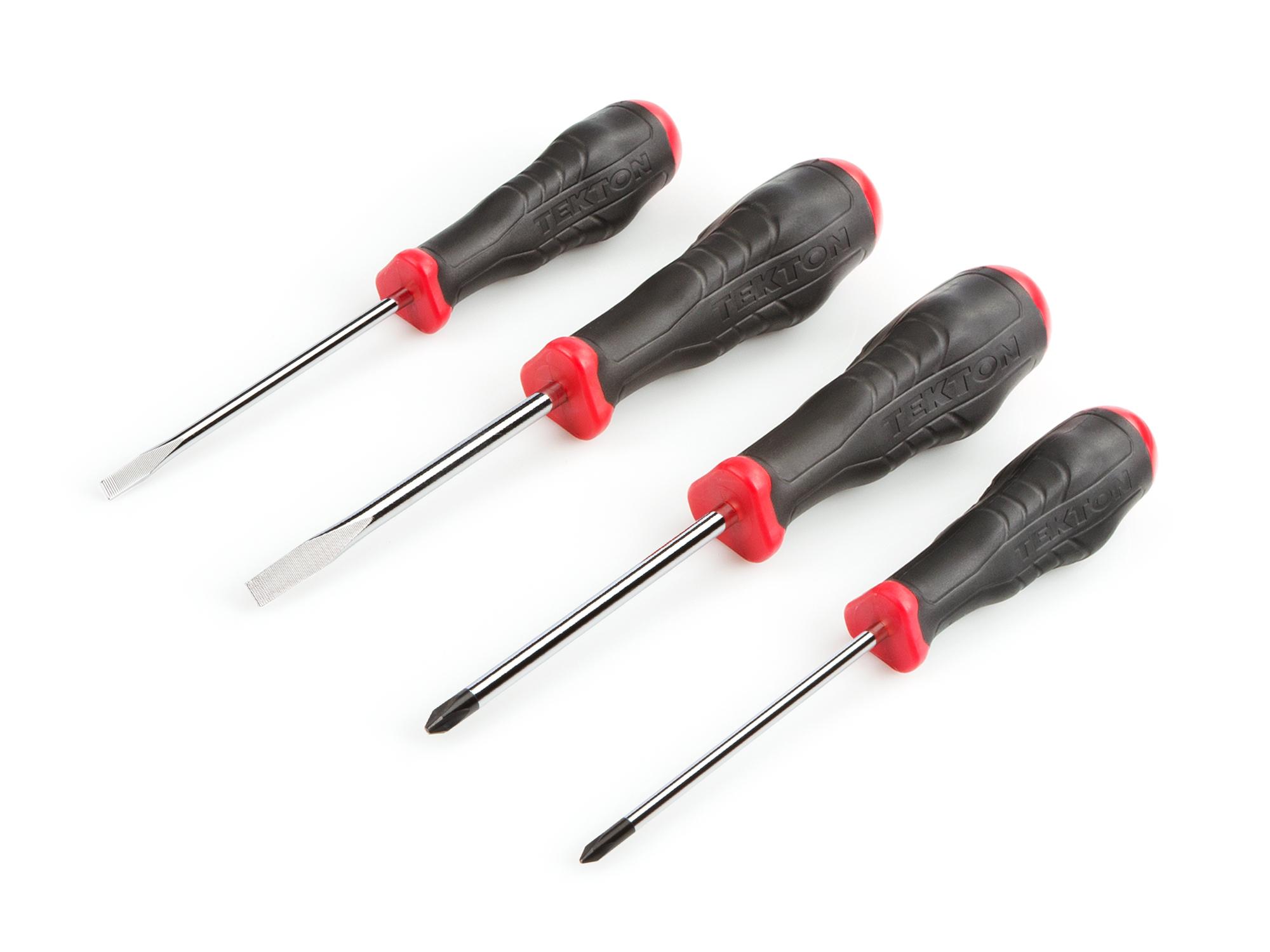 Front-right angle view of  Tekton screwdriver set. Item #DRV43004