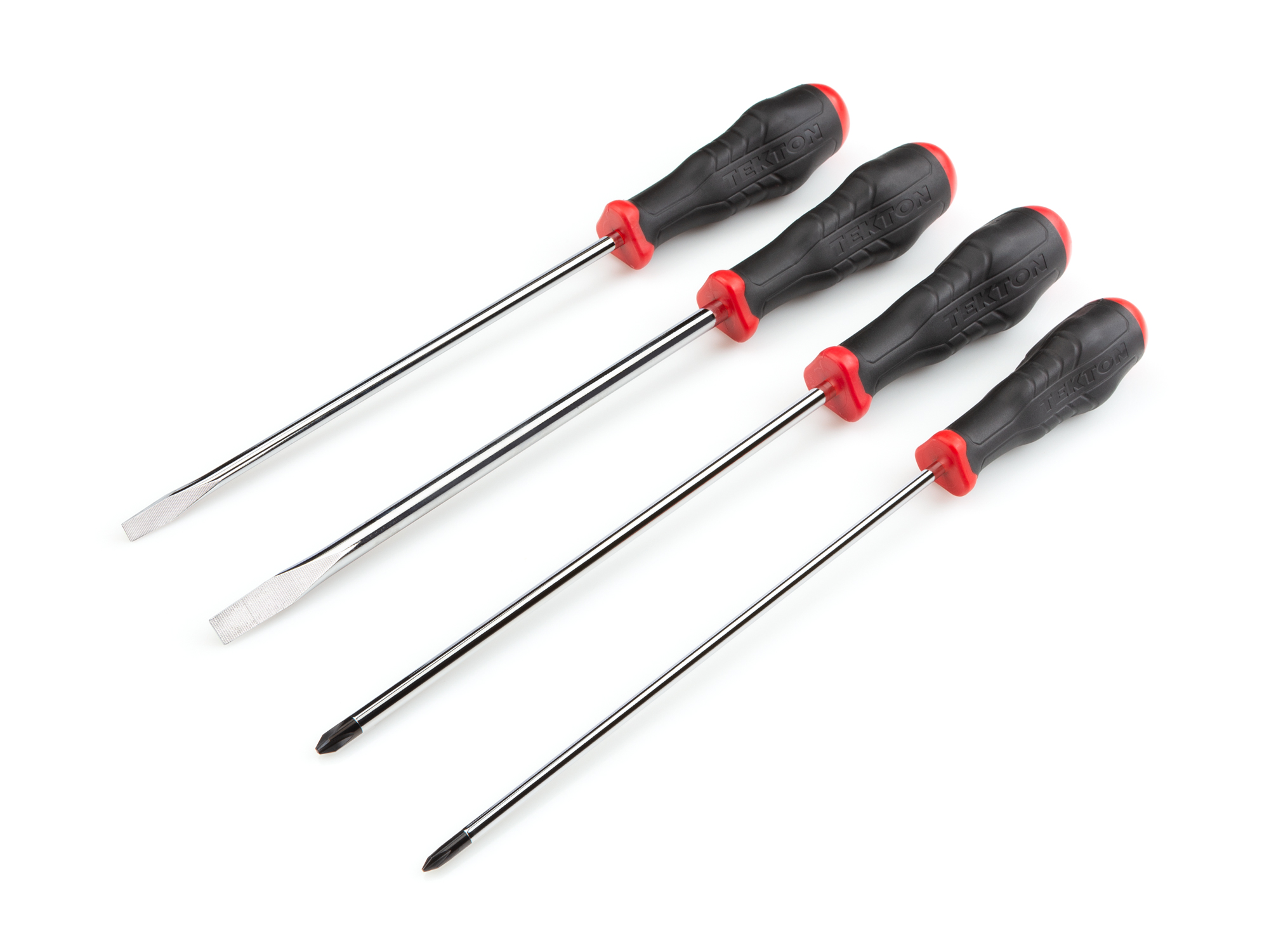 Long High-Torque Chrome Blade Screwdriver Set, 4-Piece (#1-#2, 1/4-5/16 in.) - Keystone Slotted Tips