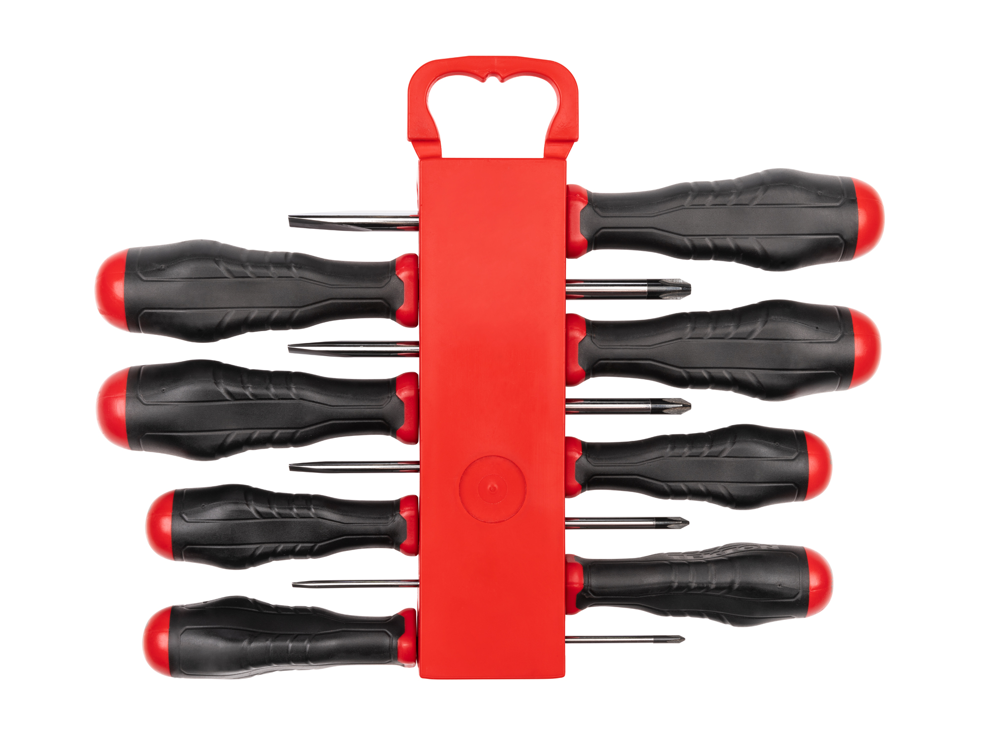 Includes: #0-#3 (Phillips), 1/8 - 5/16 inch (slotted/flathead) screwdrivers with holder. High torque handle. Made in USA.