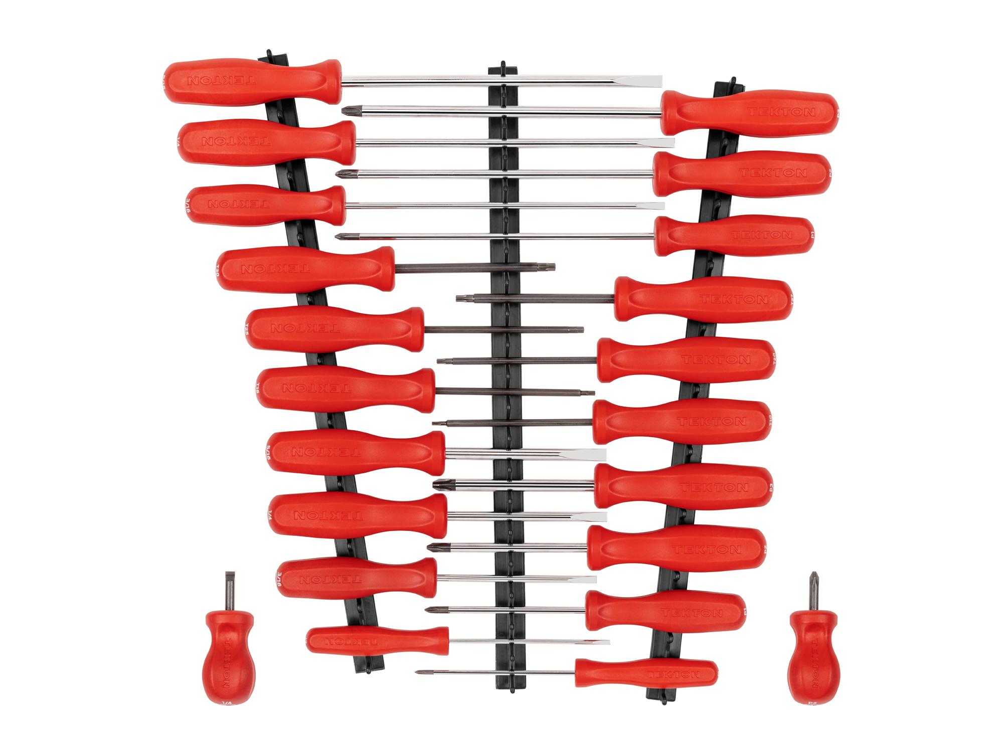 Front view of Tekton black rails screwdriver set. Item #DRV44500