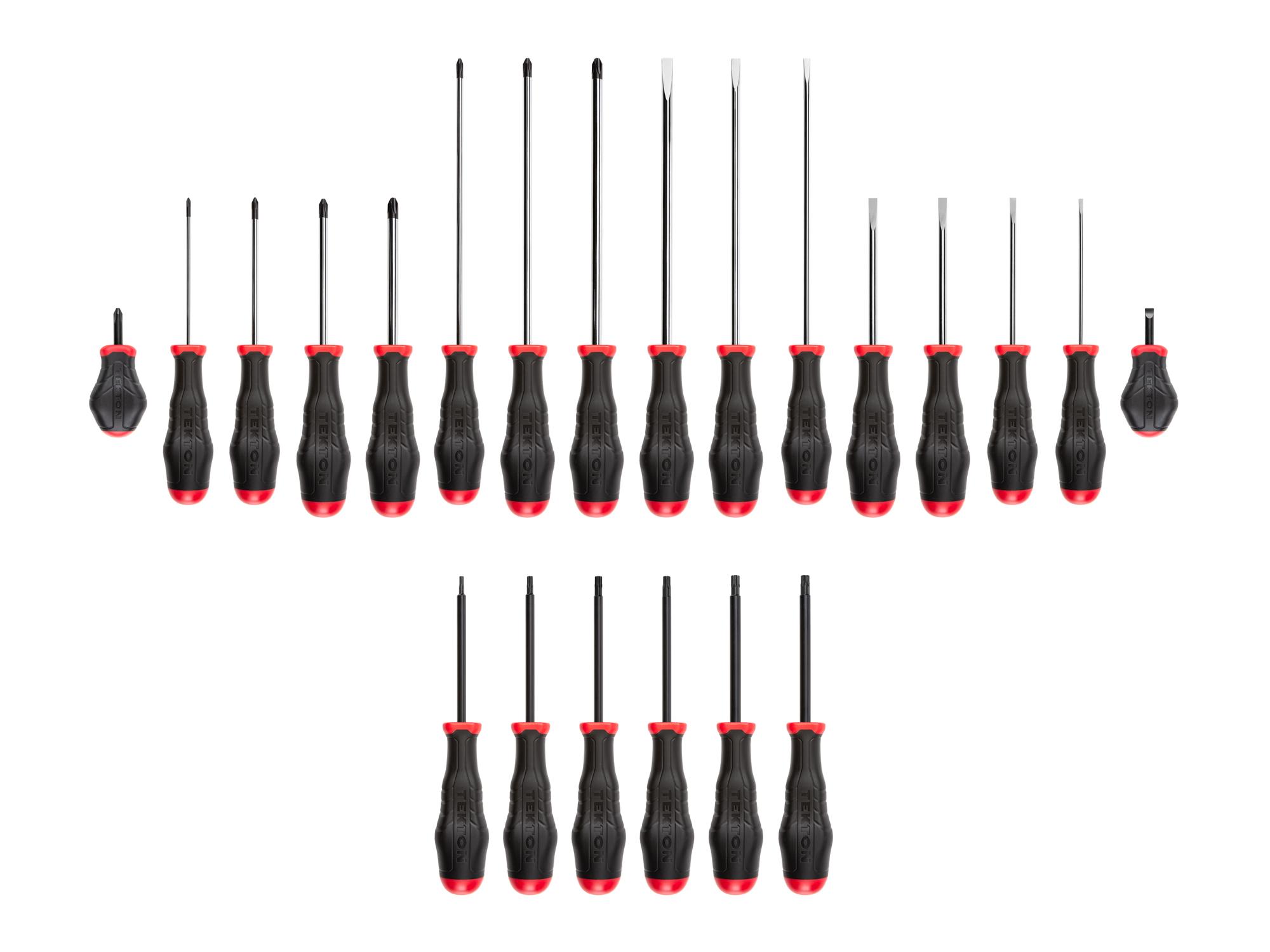 Front view of Tekton screwdriver set. Item #DRV45001