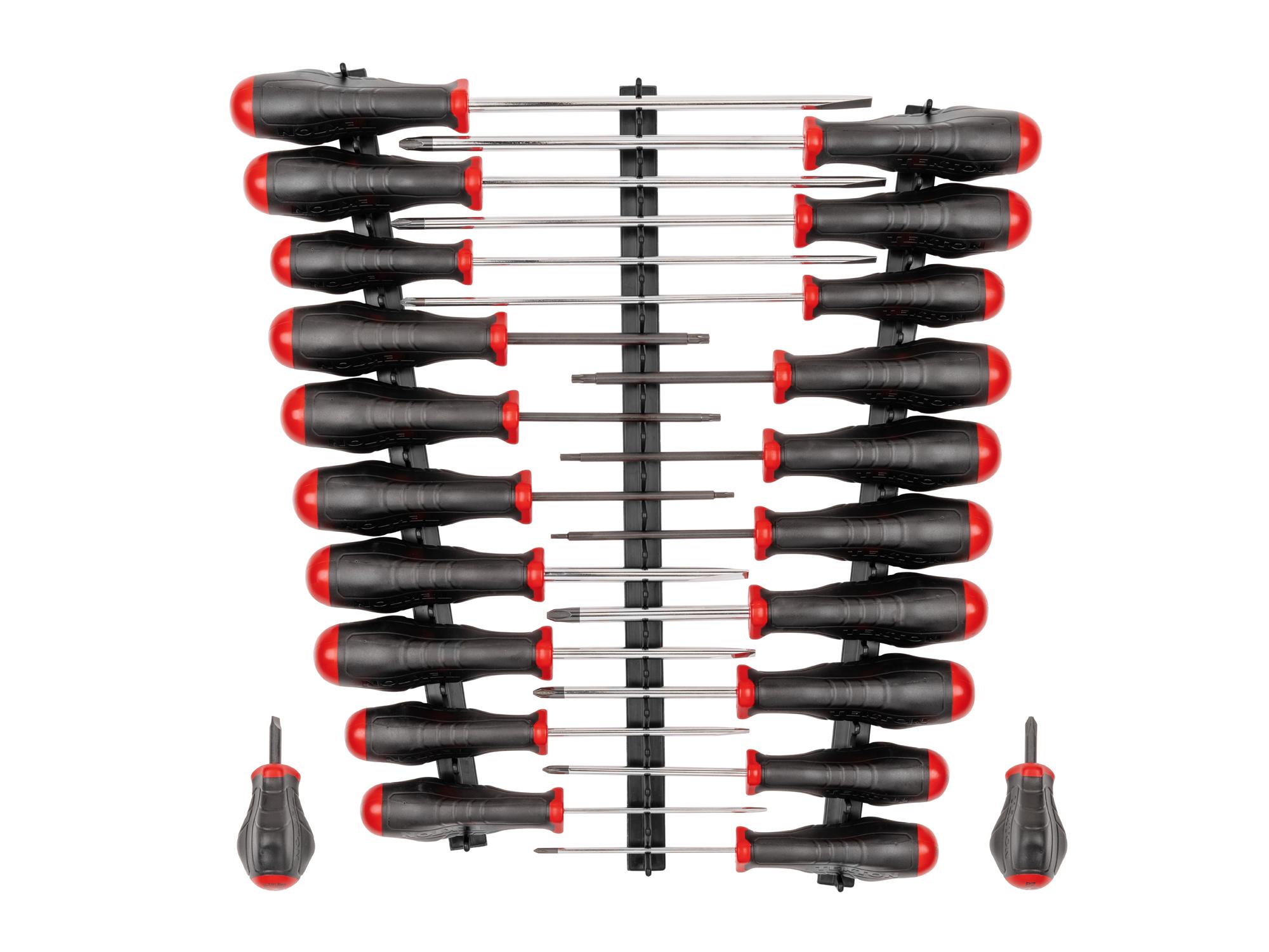 Front view of  Tekton black rails screwdriver set. Item #DRV45500