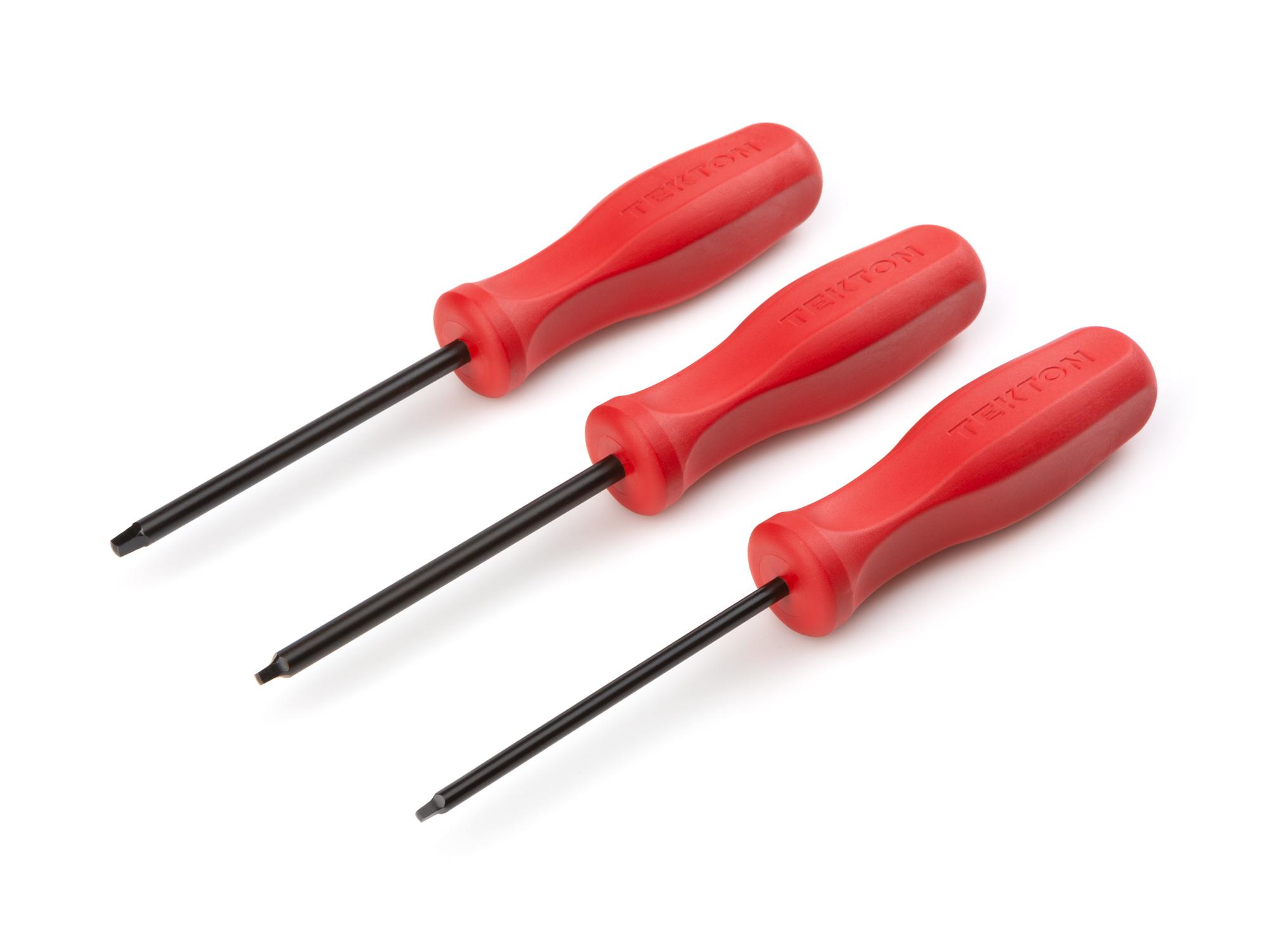 Square Hard Handle Black Oxide Blade Screwdriver Set, 3-Piece (S1-S3)