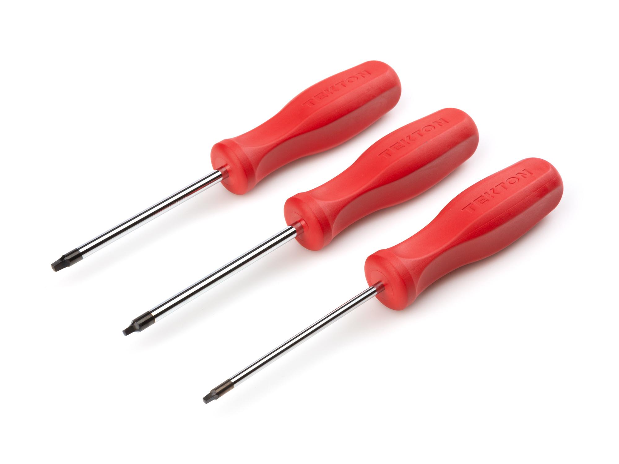 Front-right angle view of Tekton screwdriver set. Item #DSQ93011