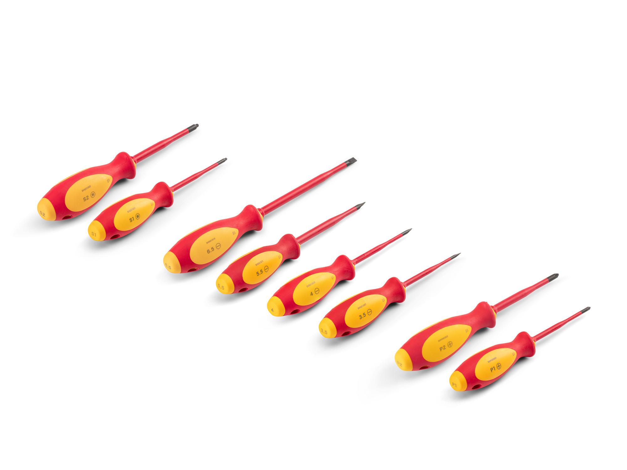 Back angle view of Tekton 4 inch screwdriver set. Item #DVZ90000