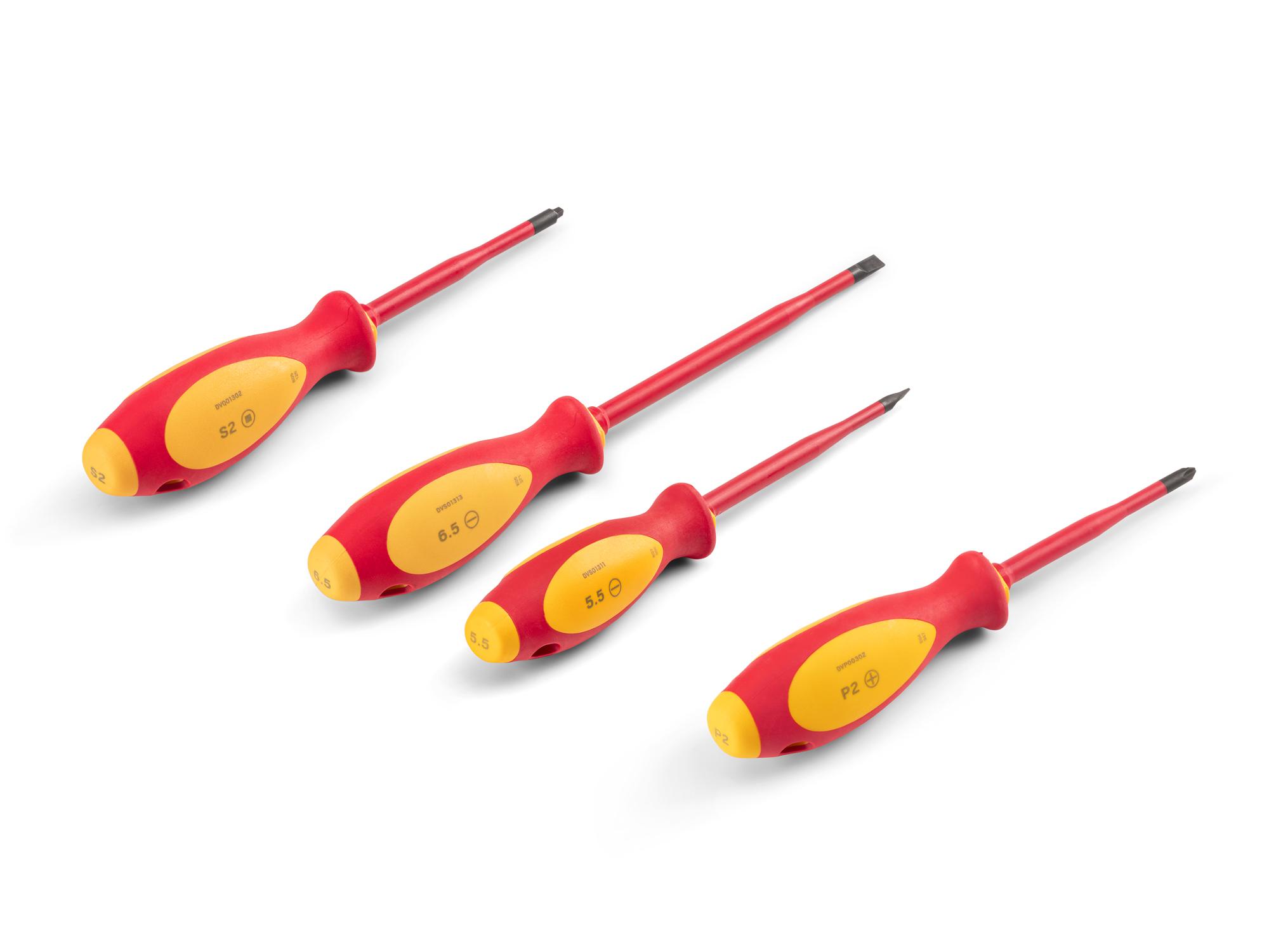 Back angle view of Tekton 4 inch screwdriver set. Item #DVZ90001