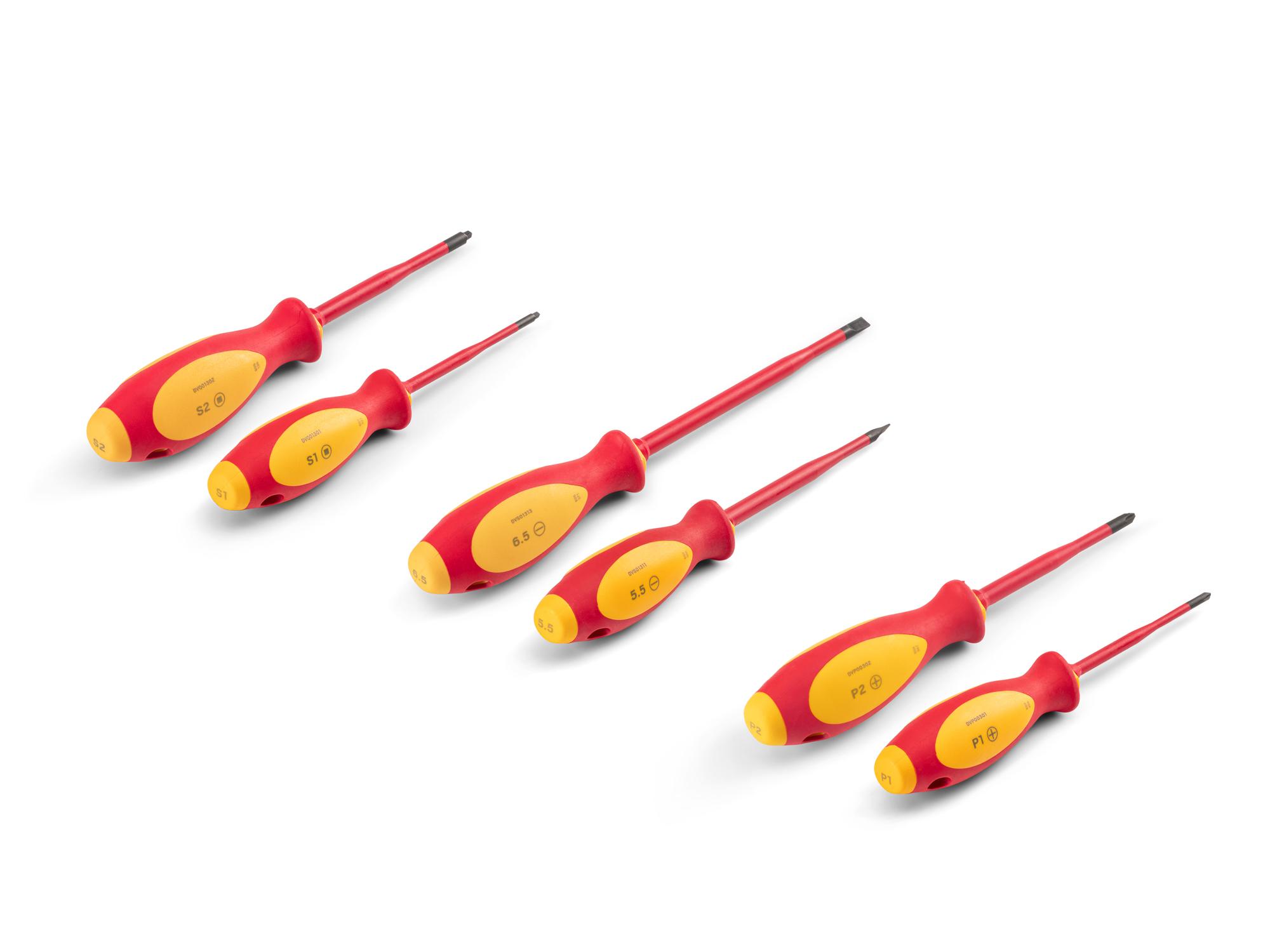 Back angle view of Tekton 4 inch screwdriver set. Item #DVZ90002