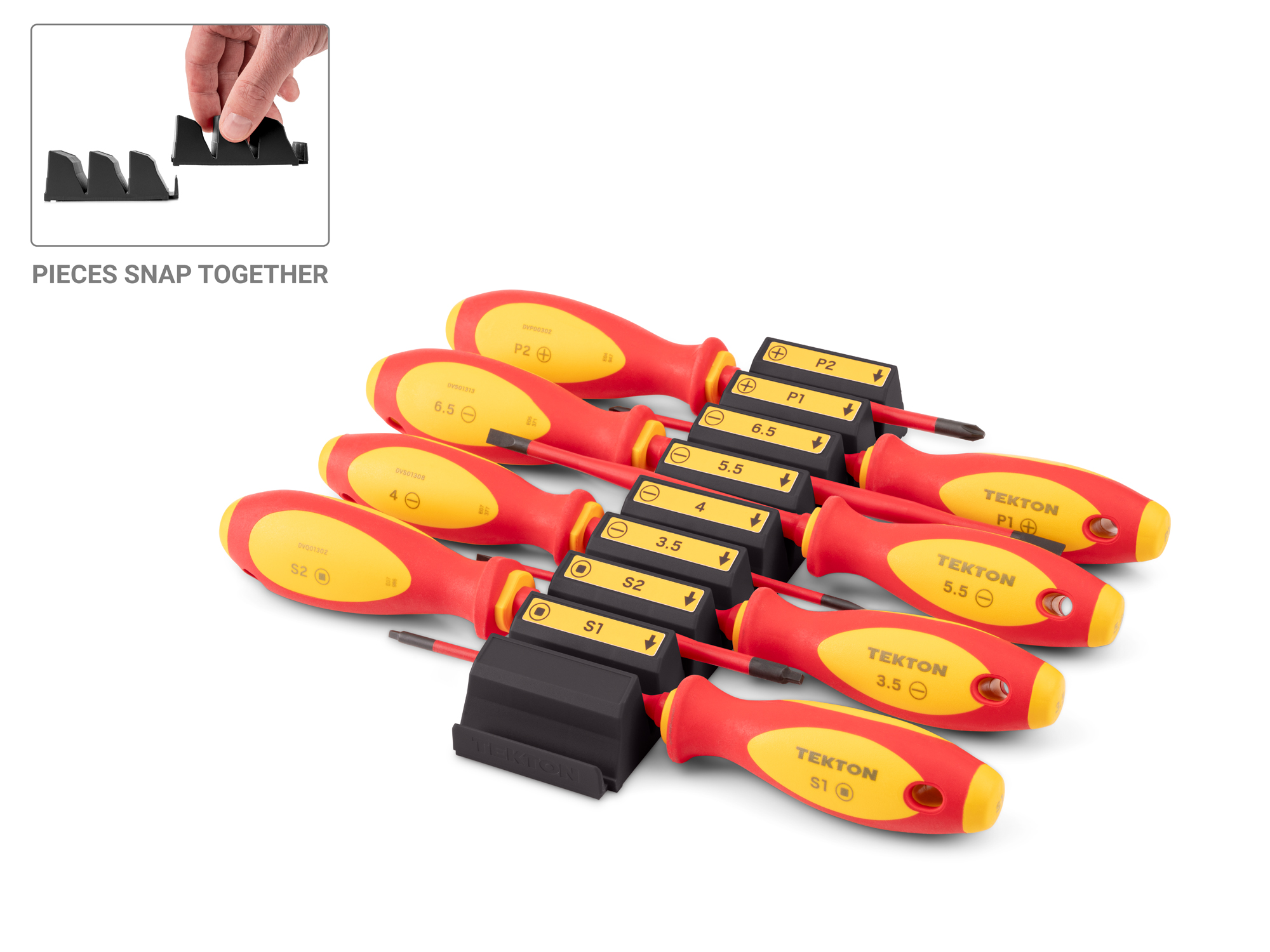 8-Piece Phillips, Slotted, Square Insulated Screwdriver Set | TEKTON