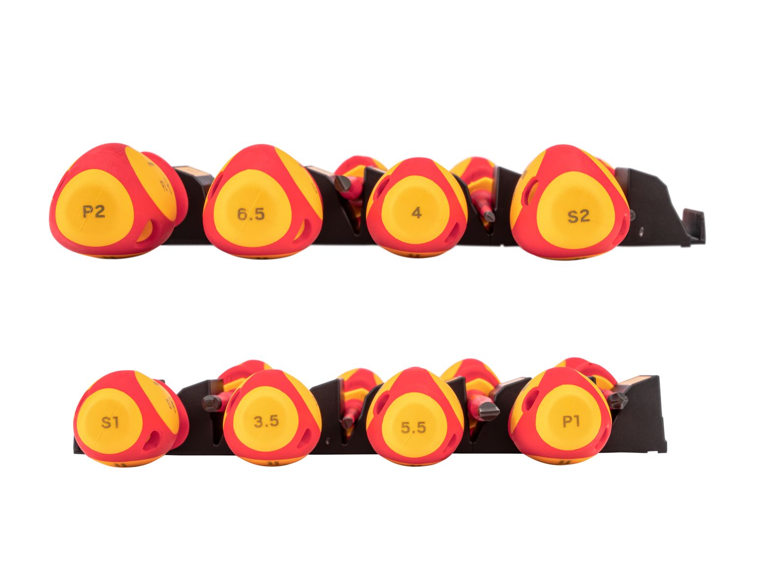 Side view of  Tekton 4 inch screwdriver set. Item #DVZ90100