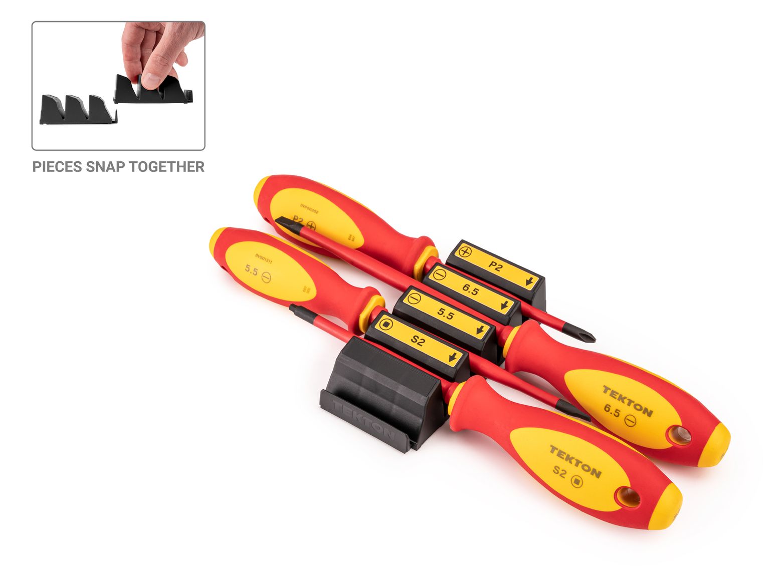 TEKTON Phillips, Slotted, Square Insulated Screwdriver Set with Modular Organizers, 4-Piece (#2, 5.5-6.5 mm, #2)