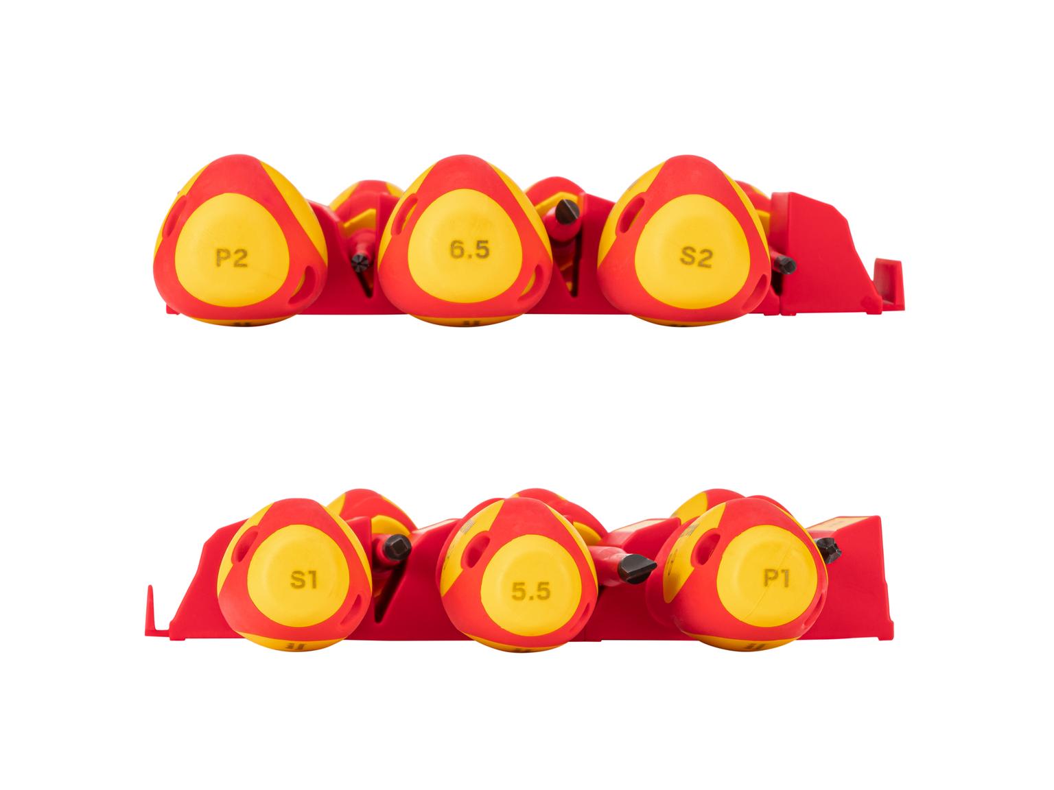 TEKTON Phillips, Slotted, Square Insulated Screwdriver Set with Red Modular Organizers, 6-Piece (#1 - #2, 5.5 - 6.5 mm, #1 - #2)