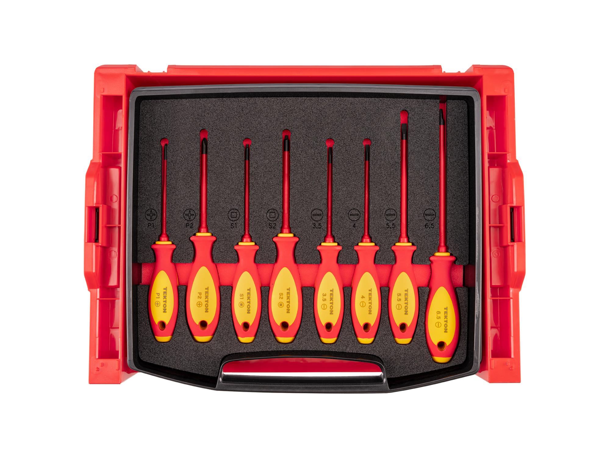 Top view of Tekton 4 inch screwdriver set. Item #DVZ90600